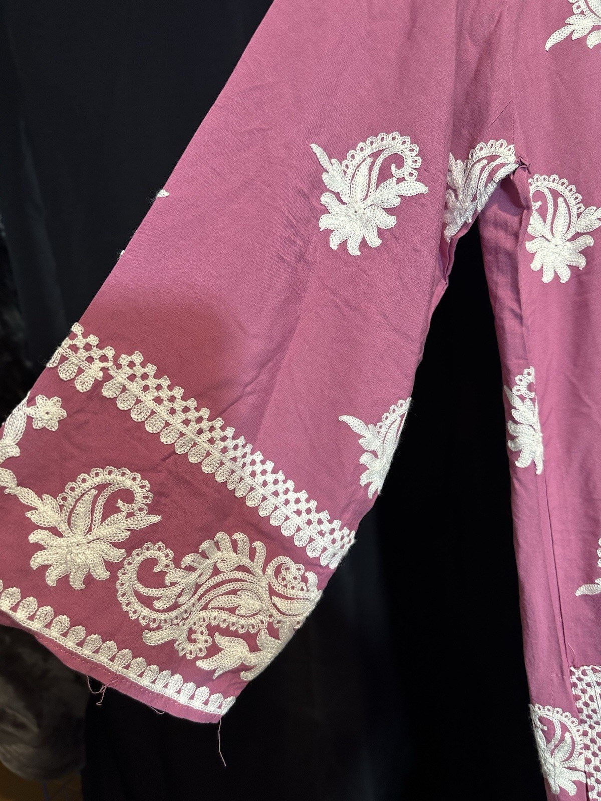 Beautiful soft linen Front & back emb-3 pc suit-emb plazo, laced dupatta-$44