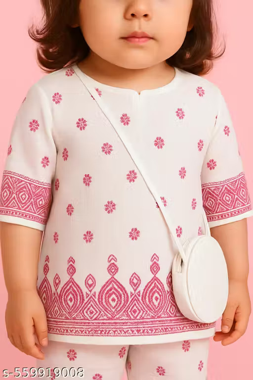 Indian Girl Festive & Party Kurta, Trendy New Cotton Printed Kurta & pant Set