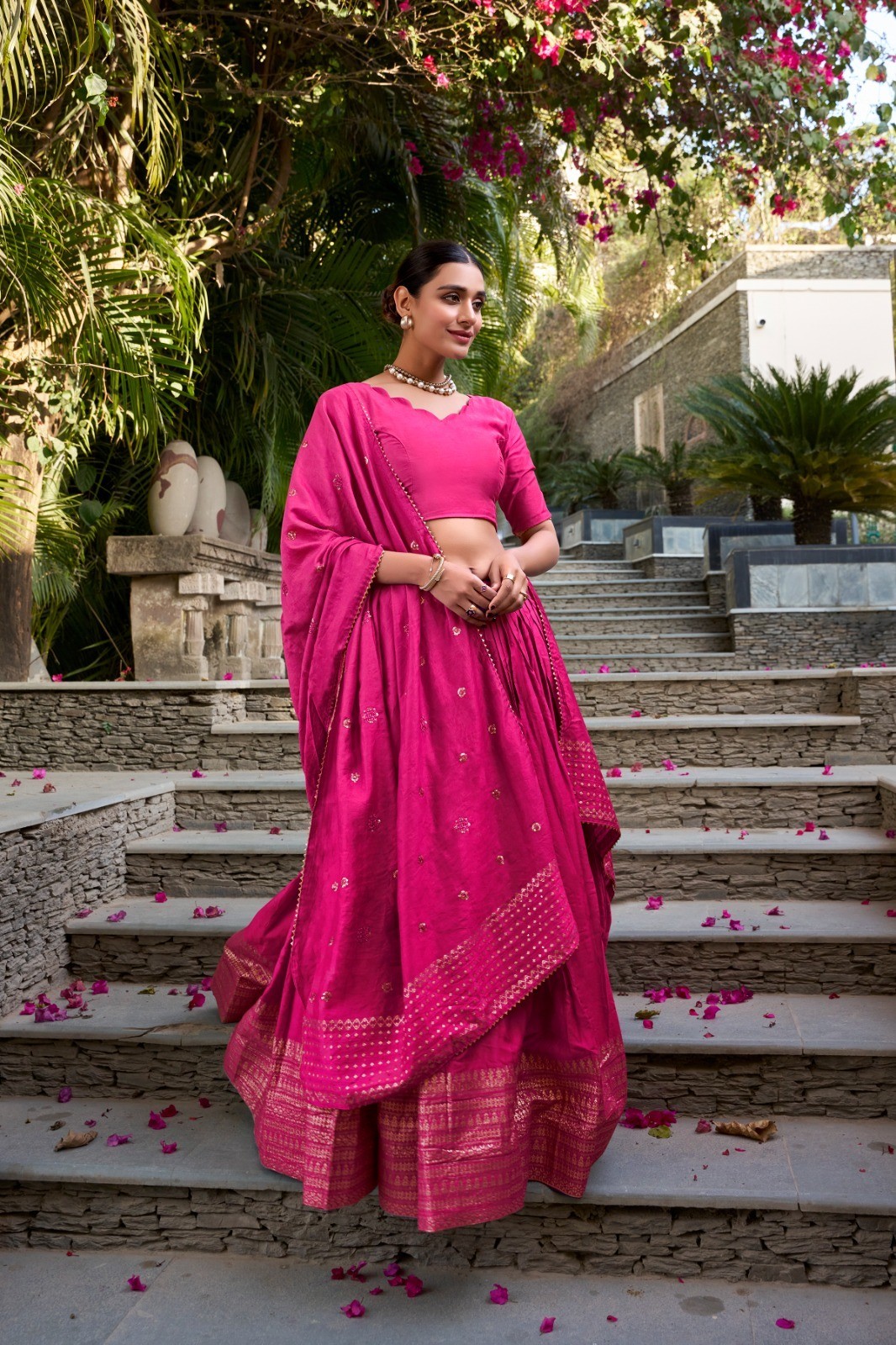 Chanderi Silk Lehenga Choli Dupatta Set New Exclusive Wedding Wear Women