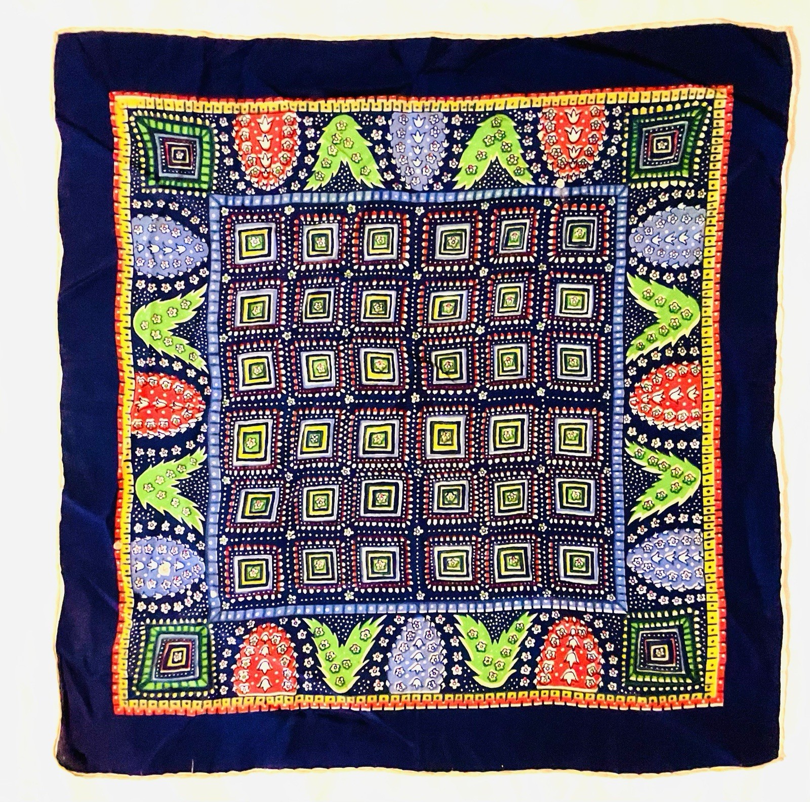 Hokokai style Indonesian Batik Style Cloth In Vibrant Colors