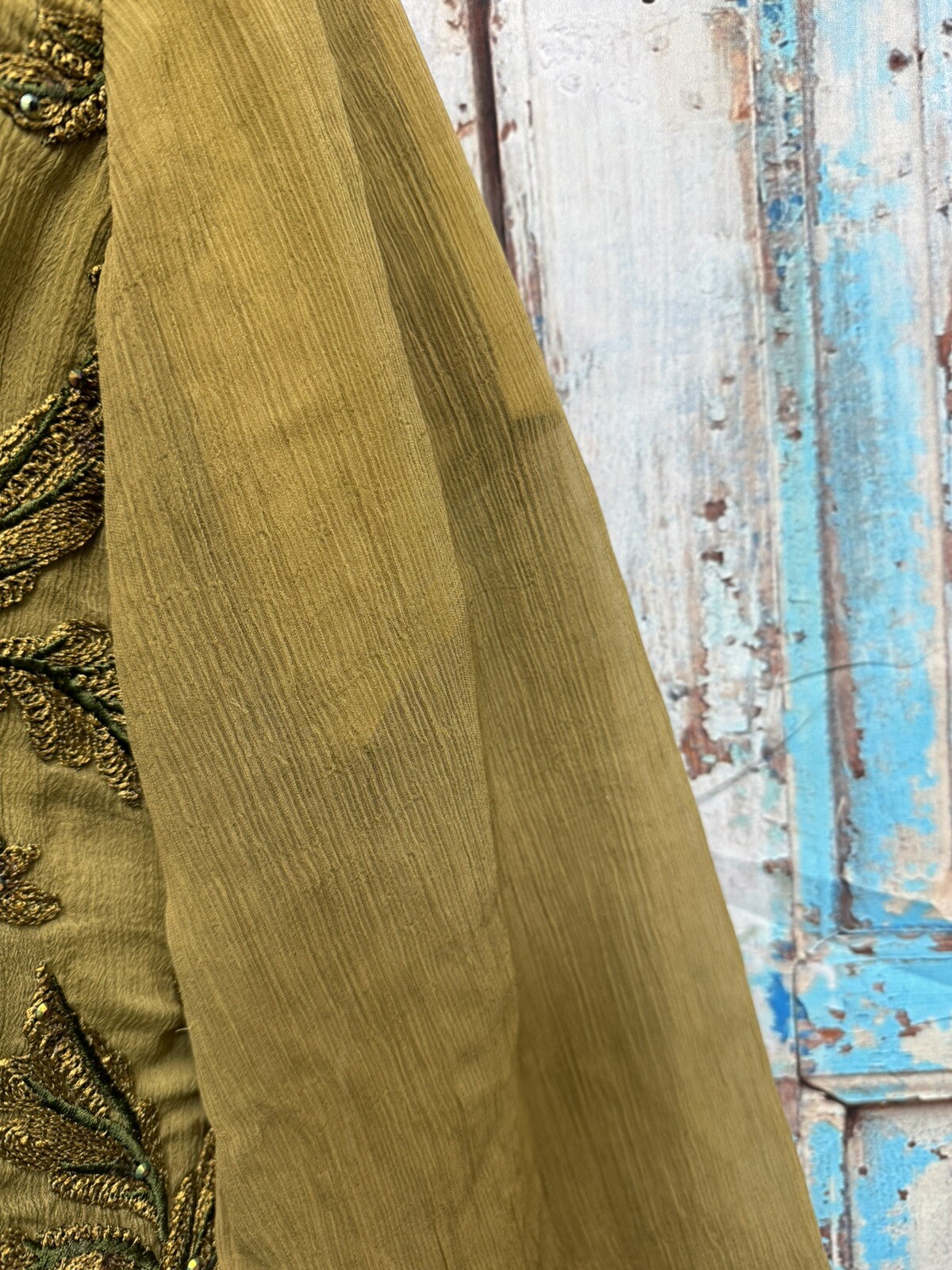 SUPERB Sheer Lined Embellished KURTA Style Long Tunic Top Women’s 42 – Bollywood