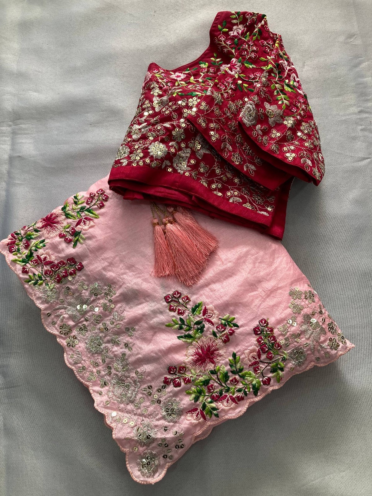 All-over embroidery with floral butti detailing, Cutwork Border