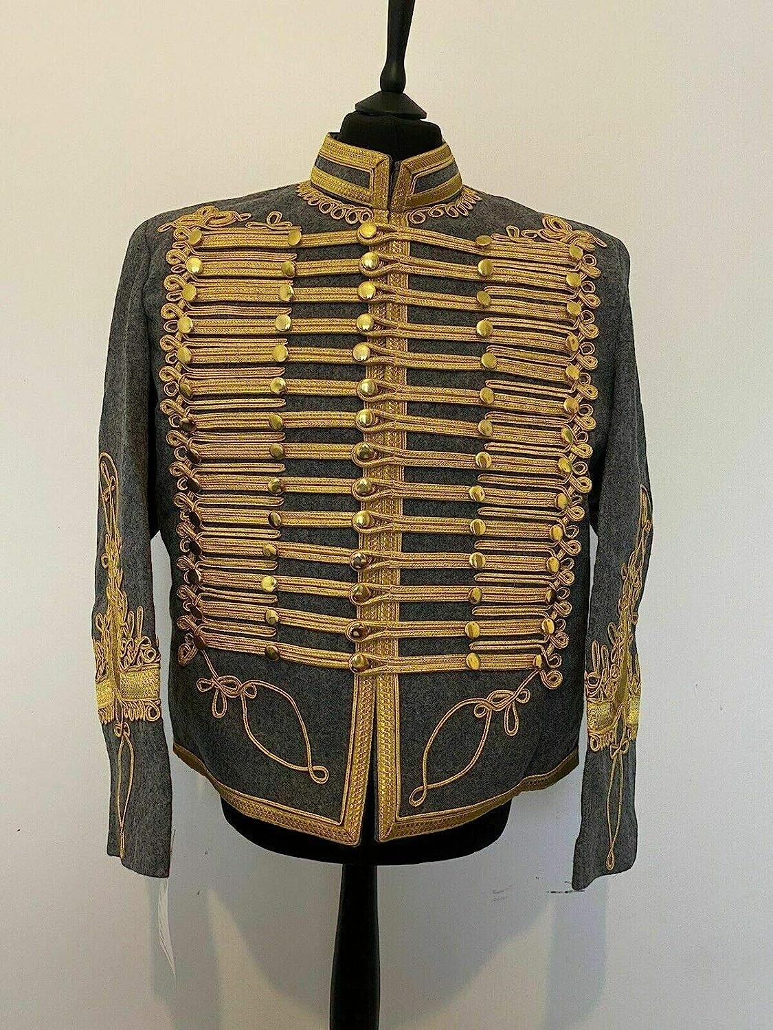Grey Napoleonic Hussar Wool Military uniform jacket Handmade Scottish jacket