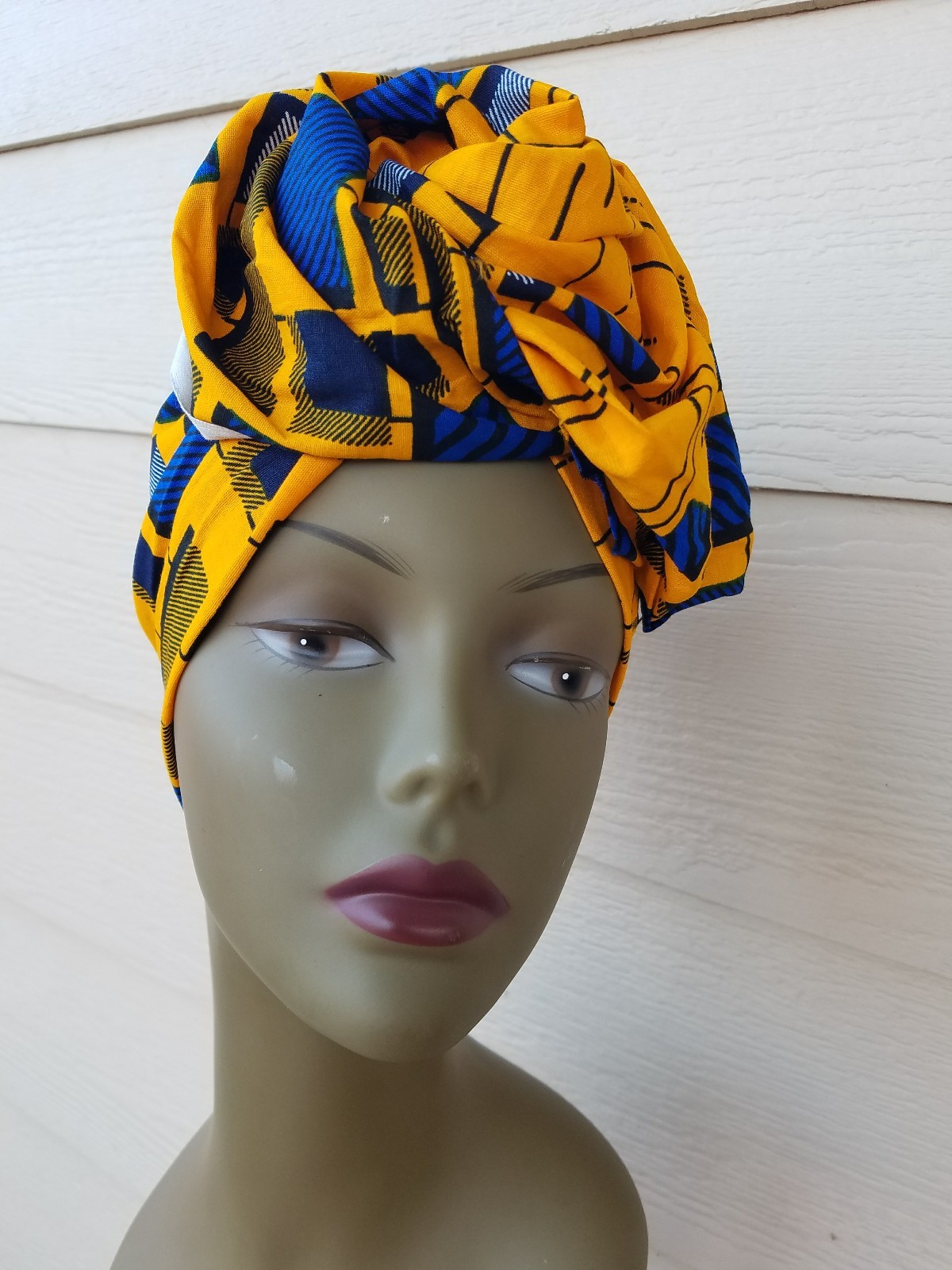 Yellow And Blue Headwrap;African Headwrap; African Clothing; African Fabric