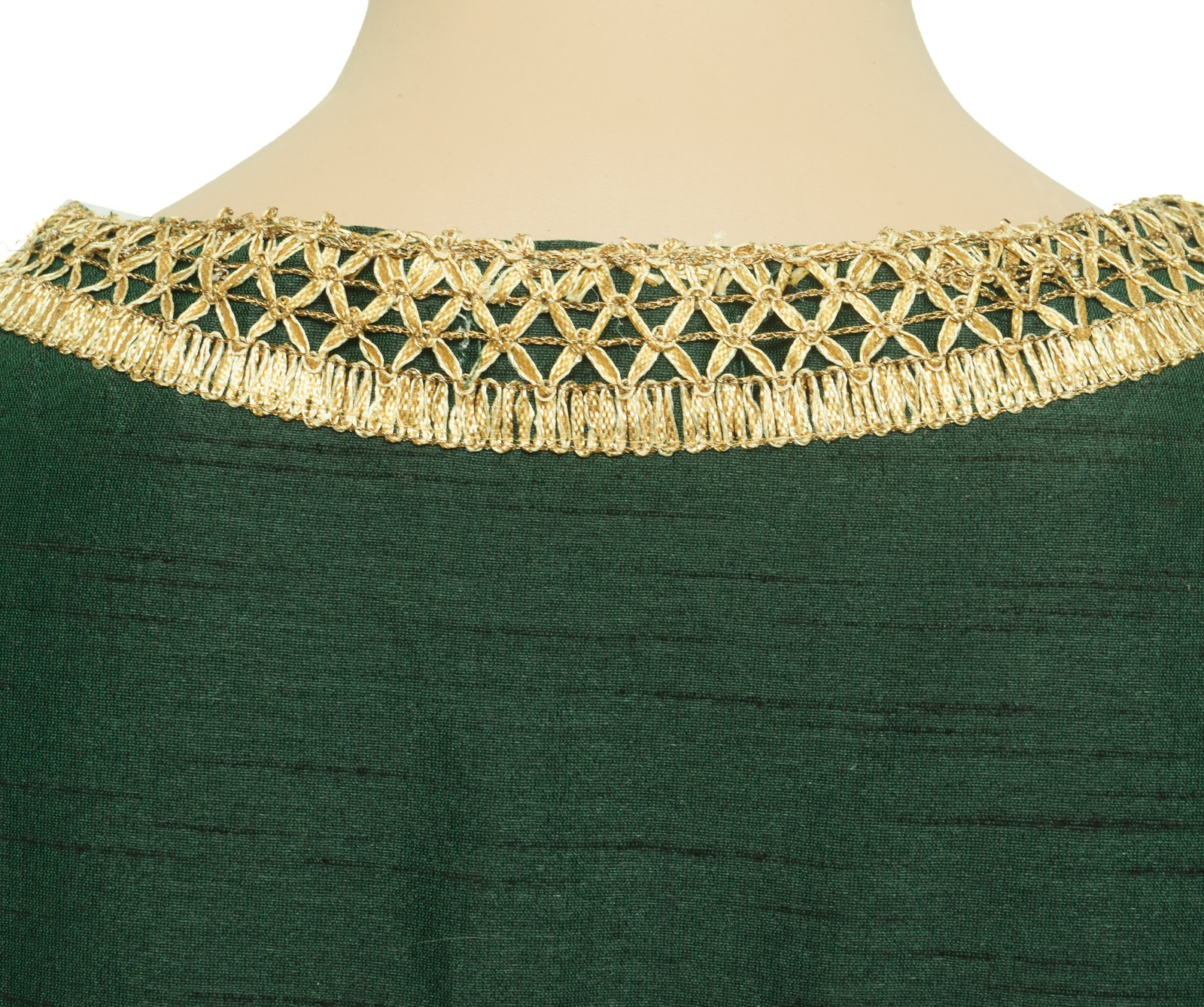 Sushila Vintage Ready To Wear Green Branded Sari Blouse Designer Silk Top”S”Size