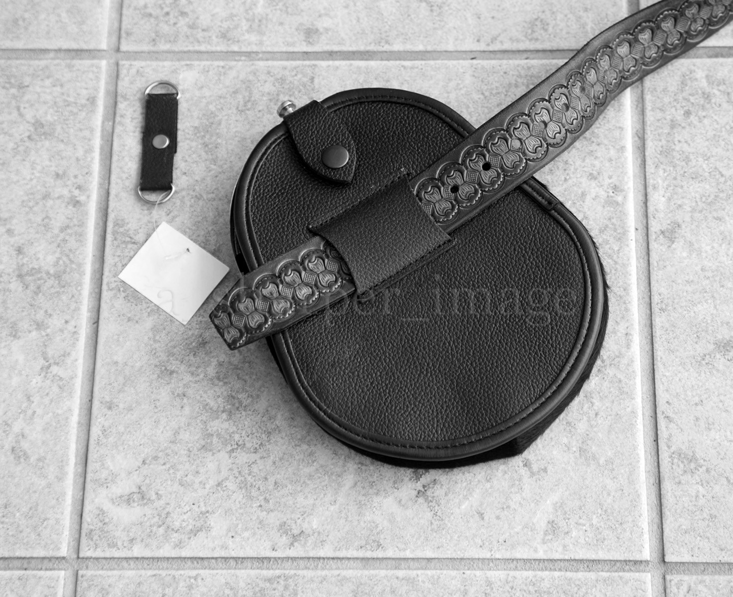 Celtic Sporran, Genuine Cowhide, Embossed Celtic Knots, Tassels, Carry Strap