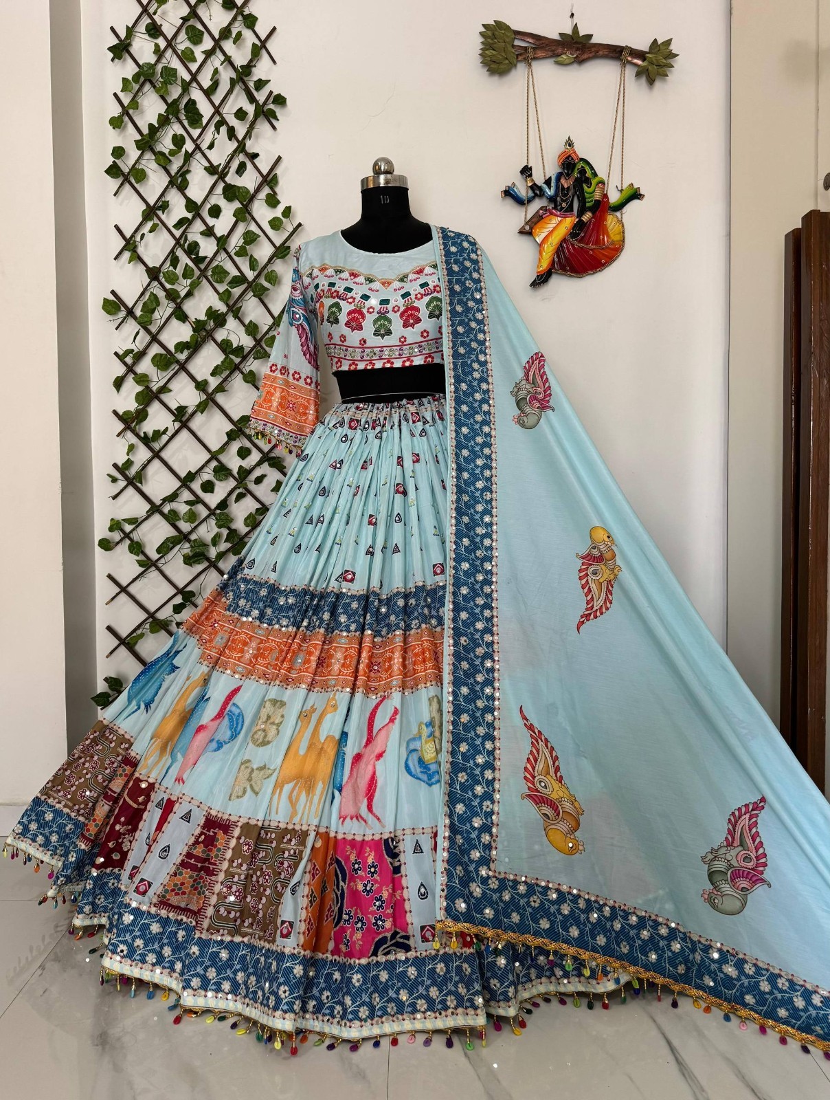 Navaratri Special Silk Lehenga Choli & Dupatta In Digital Print By Aadat Export