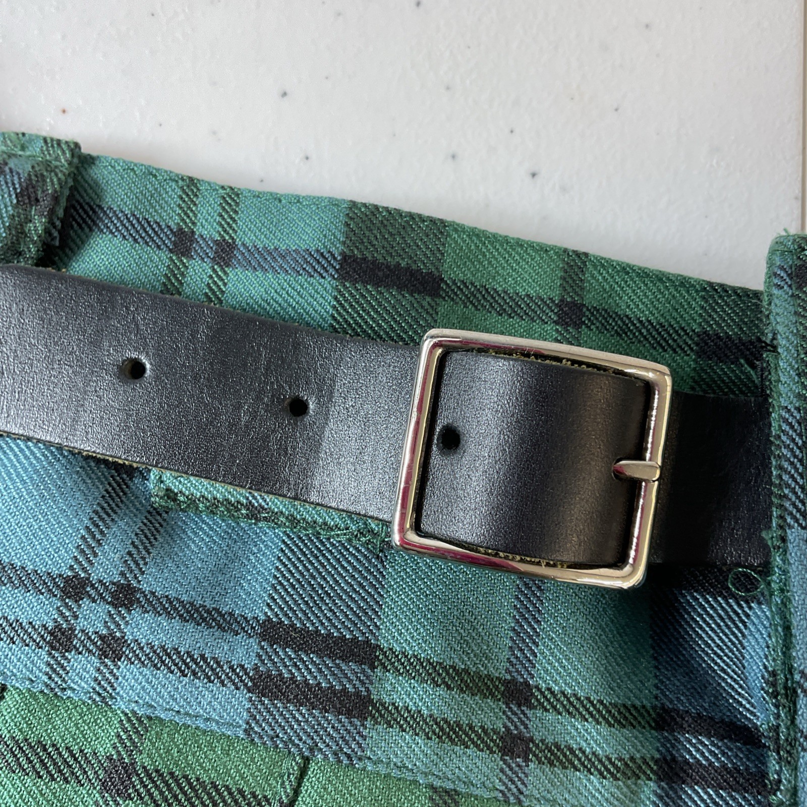 Sport Kilt Green Plaid Made in USA Hook & Loop Closure PolyBlend Black Watch LG