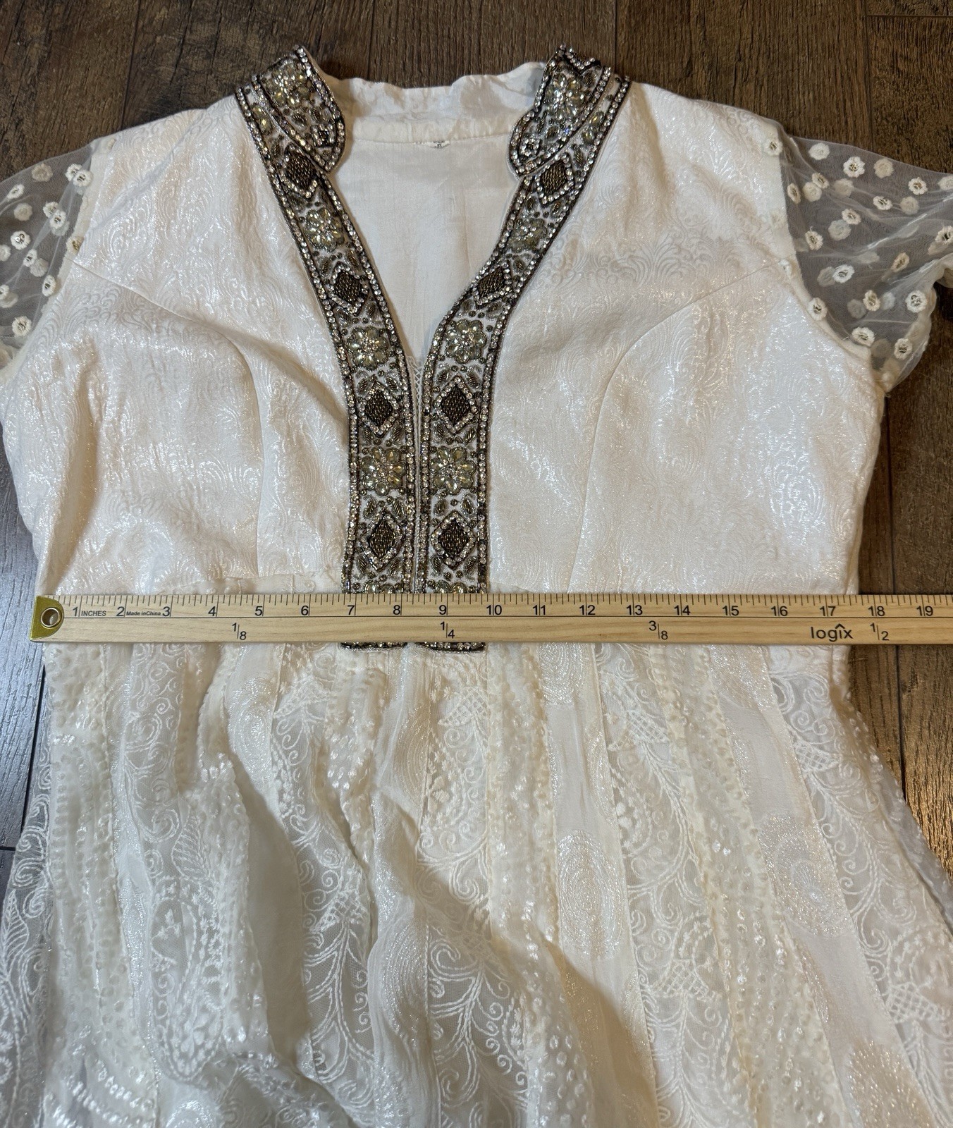 Rich Silk, Beaded, Velvet, Lace Anarkali Indian Dress Sz XL (40” Chest)
