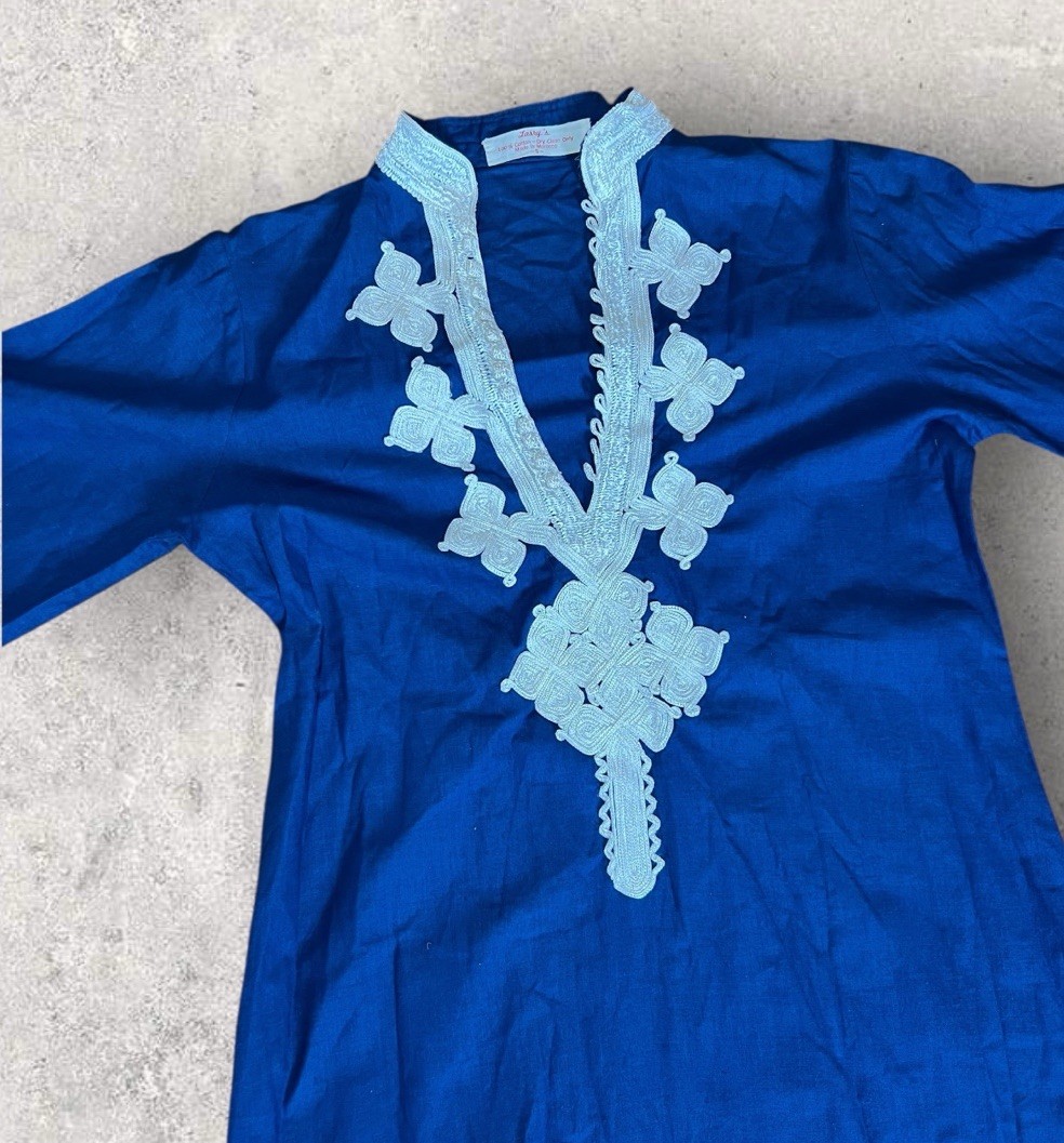 Vintage Elegant Moroccan Jellaba Djellaba Embroidered Full Length Woman’s Small
