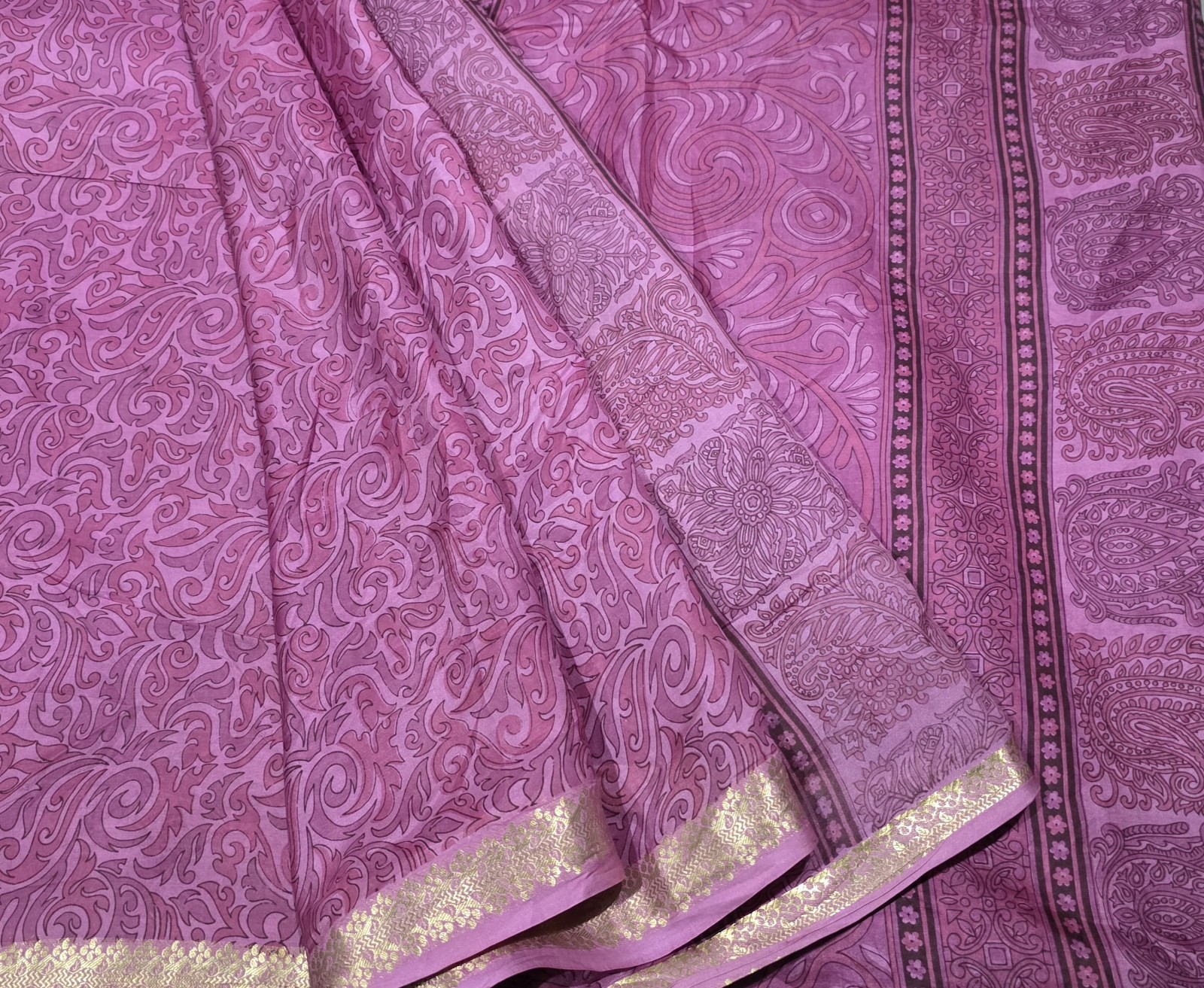Vintage Silk Saree, 100% Pure Silk Fabric, 5 Yards Ethnic Indian Printed Sari
