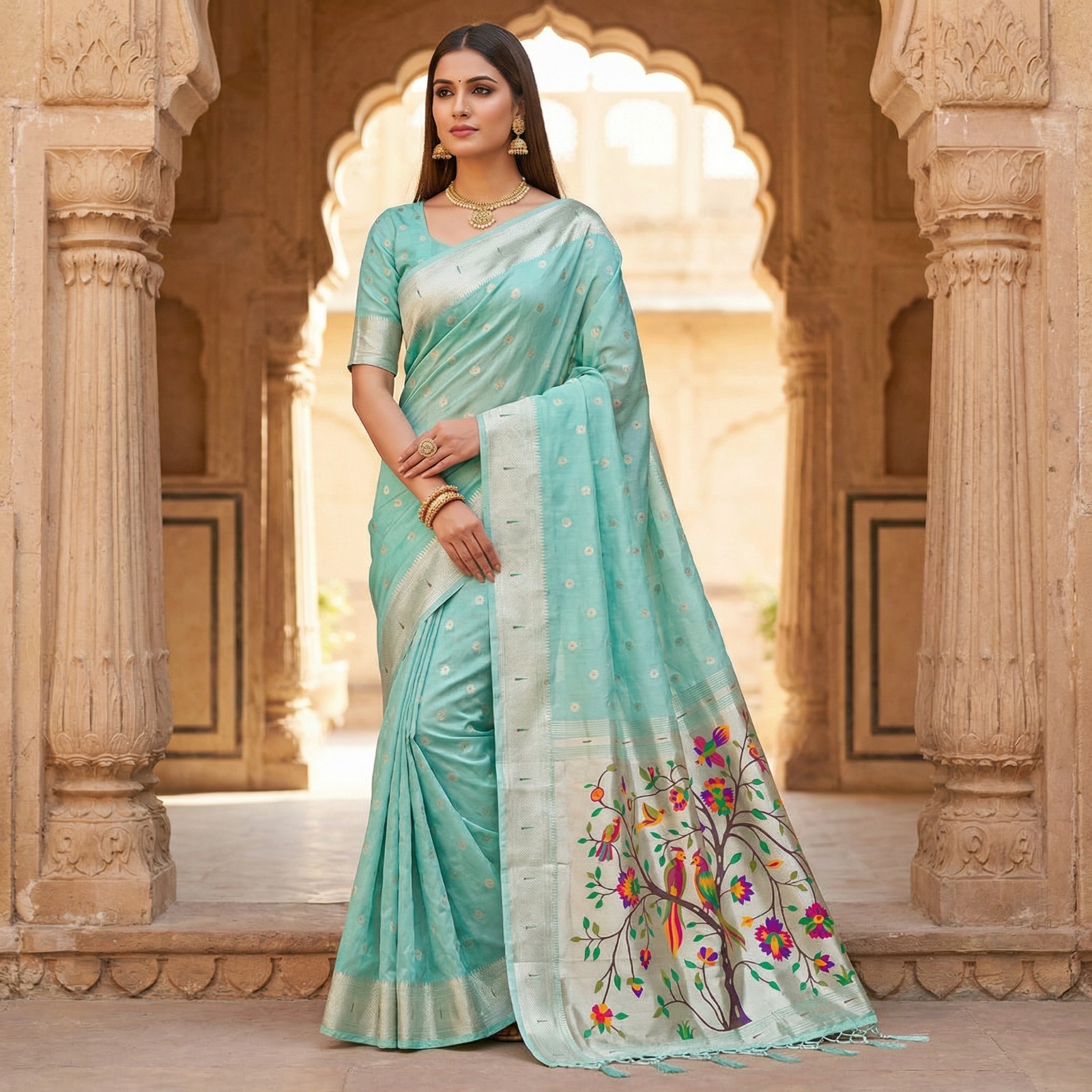 Traditional Wear Heavy Organza Silk Saree With Blouse For Women & Girls