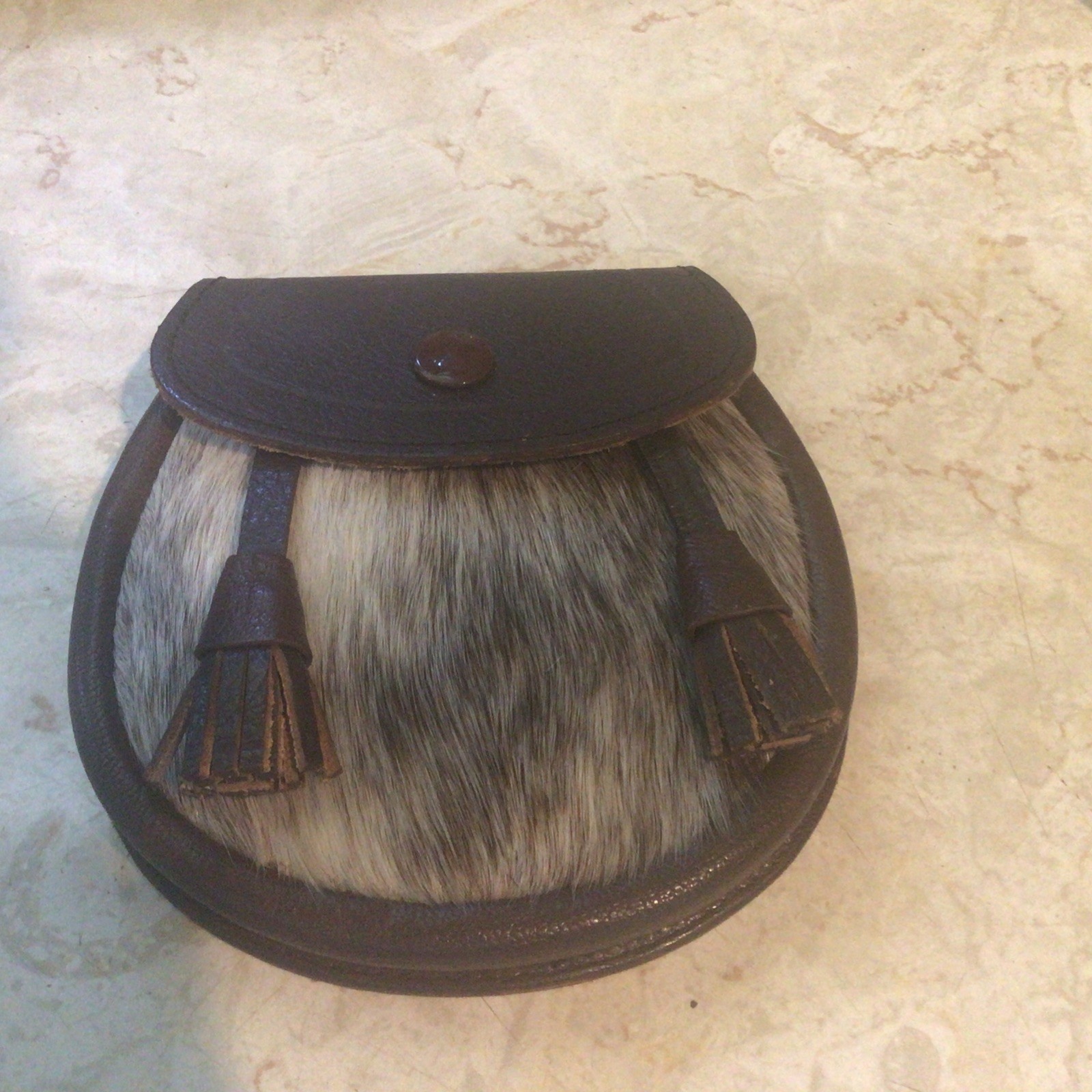 Sporran Leather Fur Purse Made In Scotland No Belt Animal Fur
