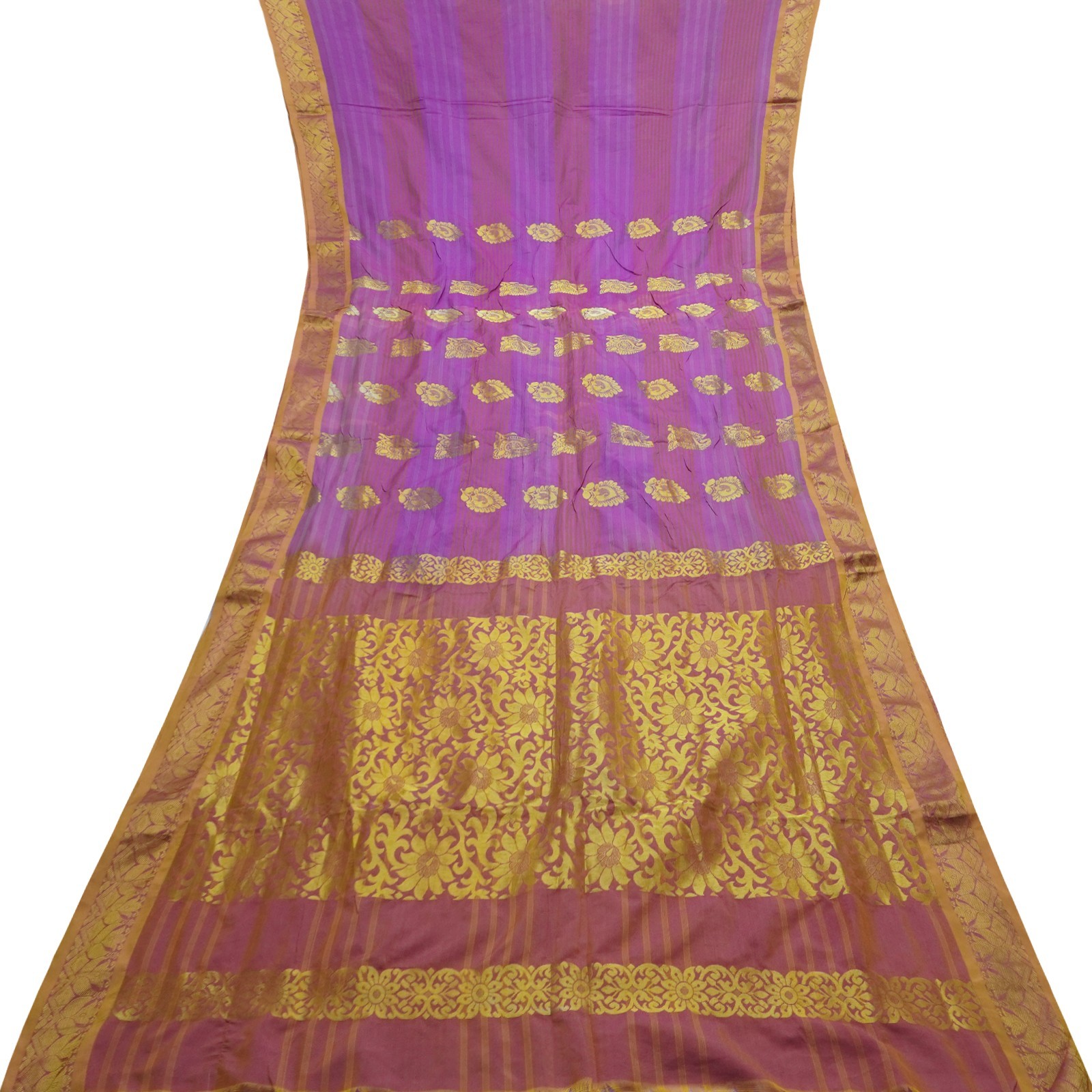 Vintage Purple Sarees Art Silk Zari Handwoven Premium Sari 6YD Craft Fabric