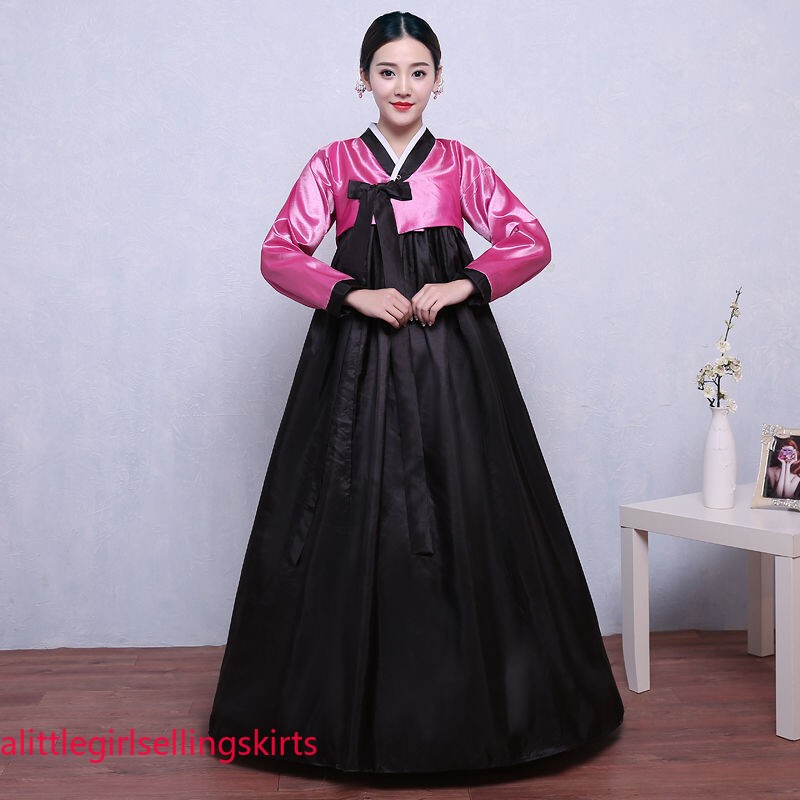 Ethnic Korean Hanbok Modern Women Asian Folk Stage Dance Performance Costume