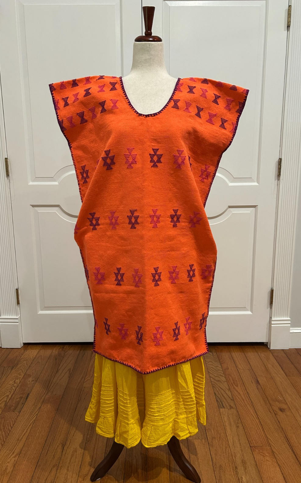 San Juan Colorado Huipil Mexican Kaftan made on backstrap loom.
