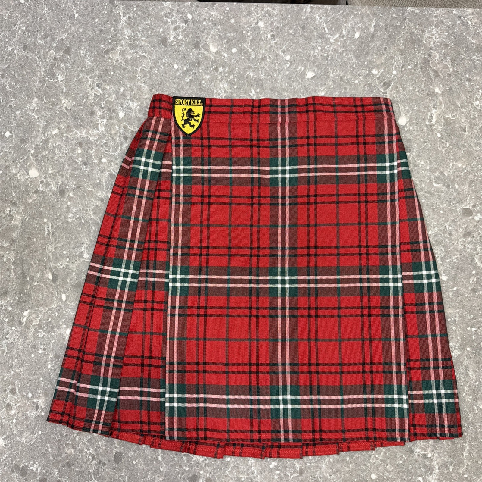 Sport Kilt Made in USA Adult L Tartan Red Plaid Pleated Adjustable waist