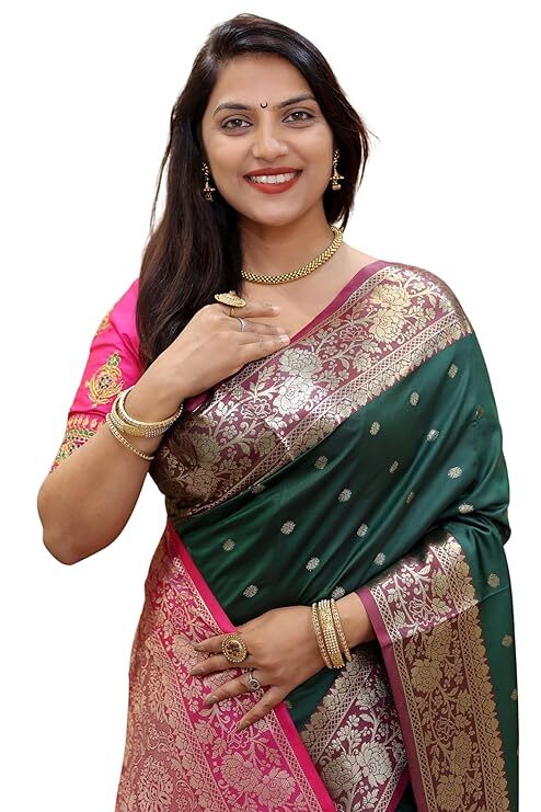 Wedding Party Wear Pure Kanjivaram Soft Silk Saree Gold Zari Woven Ethnic Design