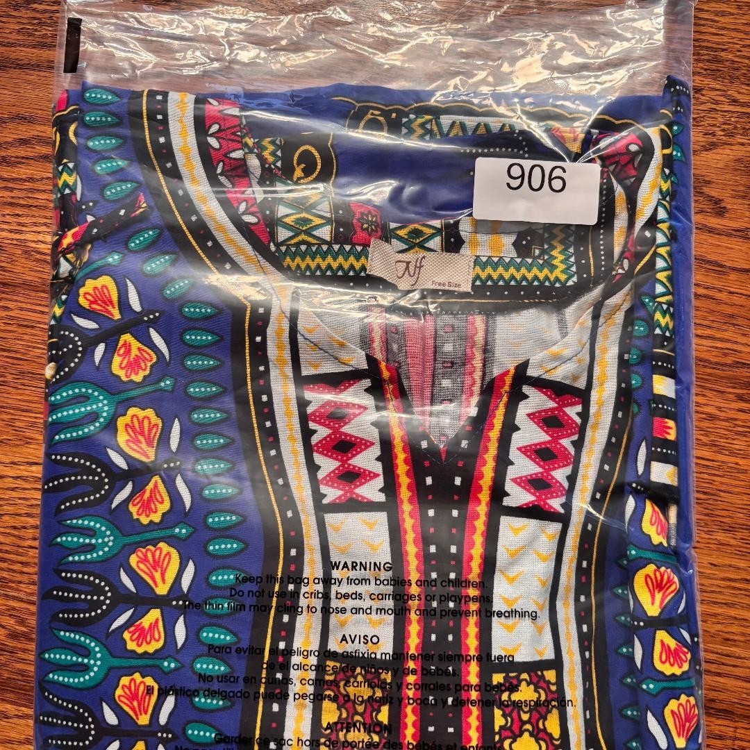 NF Dashiki African Shirt One Size Drawstring Adjustable Waist