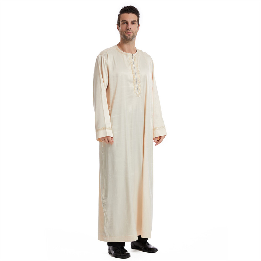 Muslim Men Saudi Abaya Kaftan Thobe Jubba Thoub Robe Dress Dishdasha Arab Gown