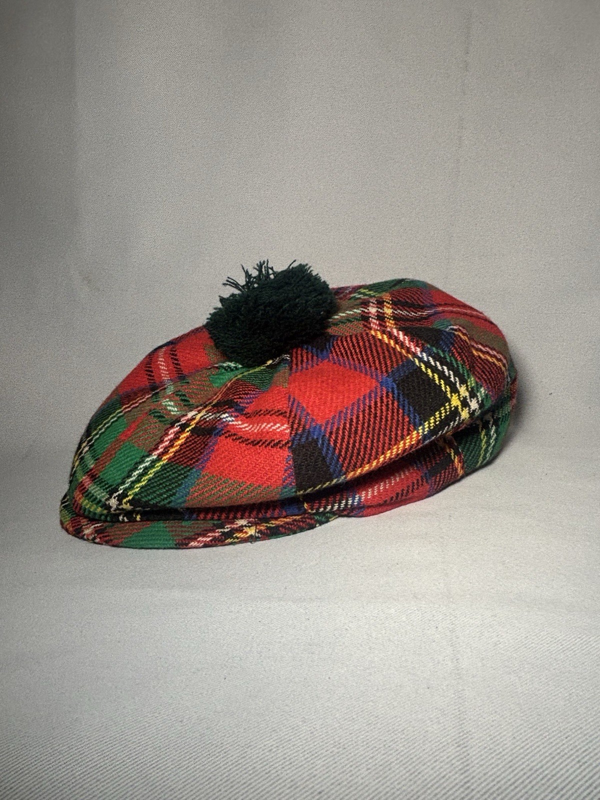VTG Foxhunter Hand Tailored Wool Tartan Plaid Cap Pm Beret Ireland 7 1/8 Tam Hat