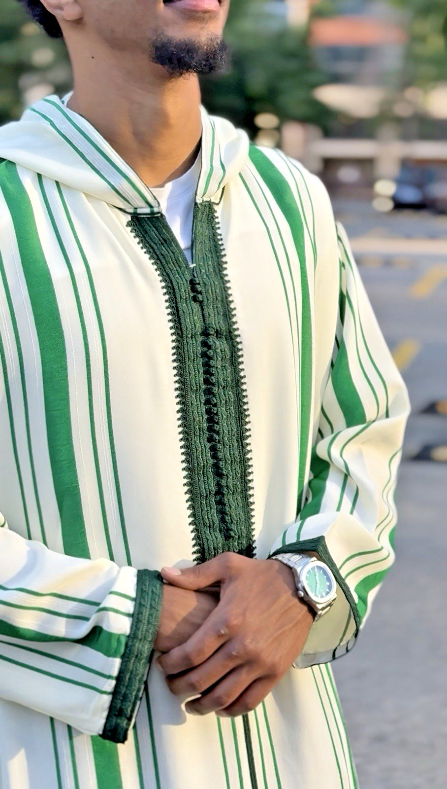 Premium Moroccan Thobe With Hood – Emerald Green Djellaba Chaara – EID SPECIAL!