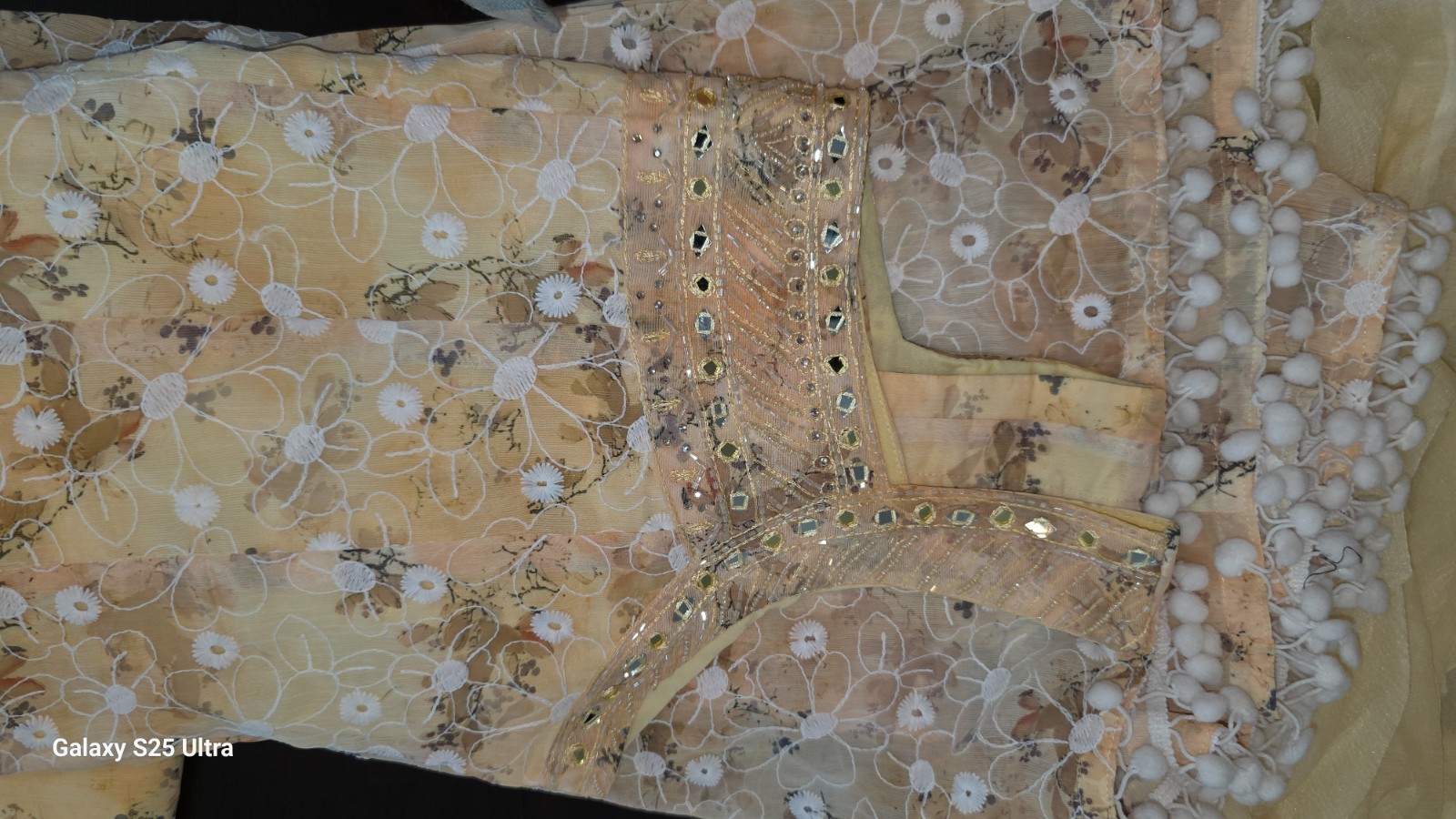 BNWT Chiffon Silk Anarkali Pant Suit 3pc Pastel Yellow Haldi Medium Size Dress