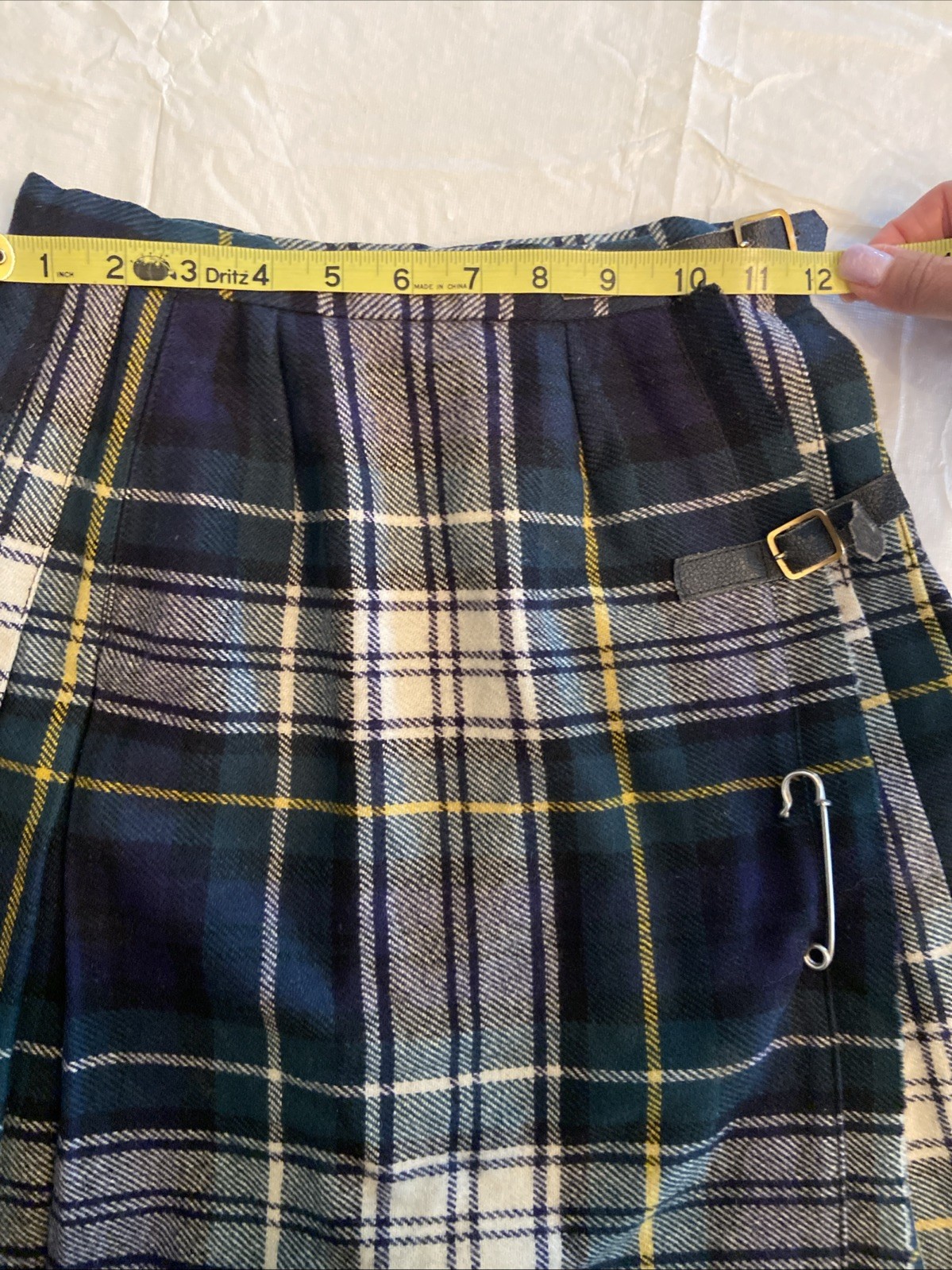 Vtg GLEN KILTS Slimma Wool Scottish Clan Gordon Tartan Plaid Kilt Skirt Sz 9 10