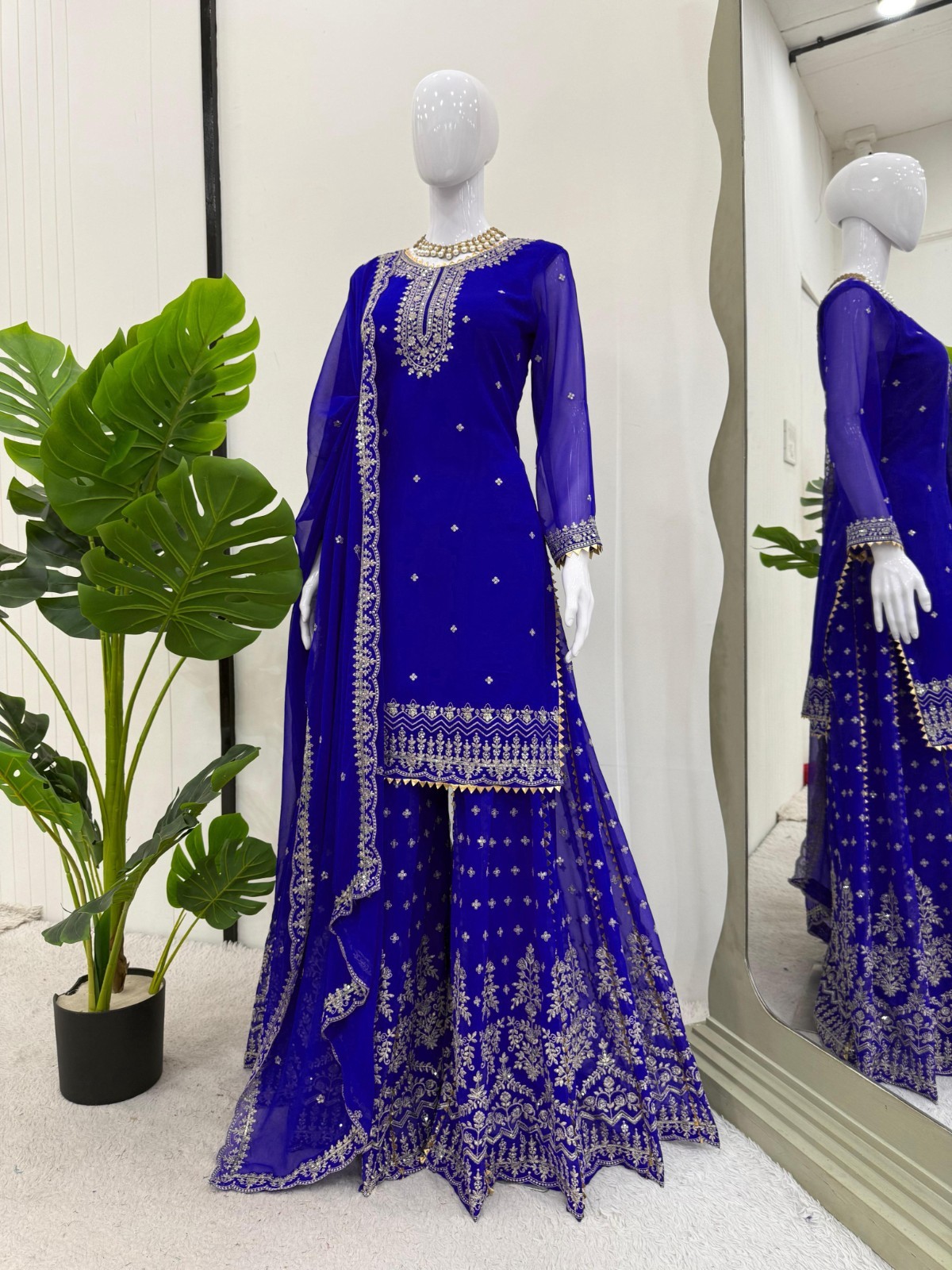 PAKISTANI INDIAN SALWAR KAMEEZ WEDDING PARTY WEAR DRESS BOLLYWOOD SUIT SHARARA