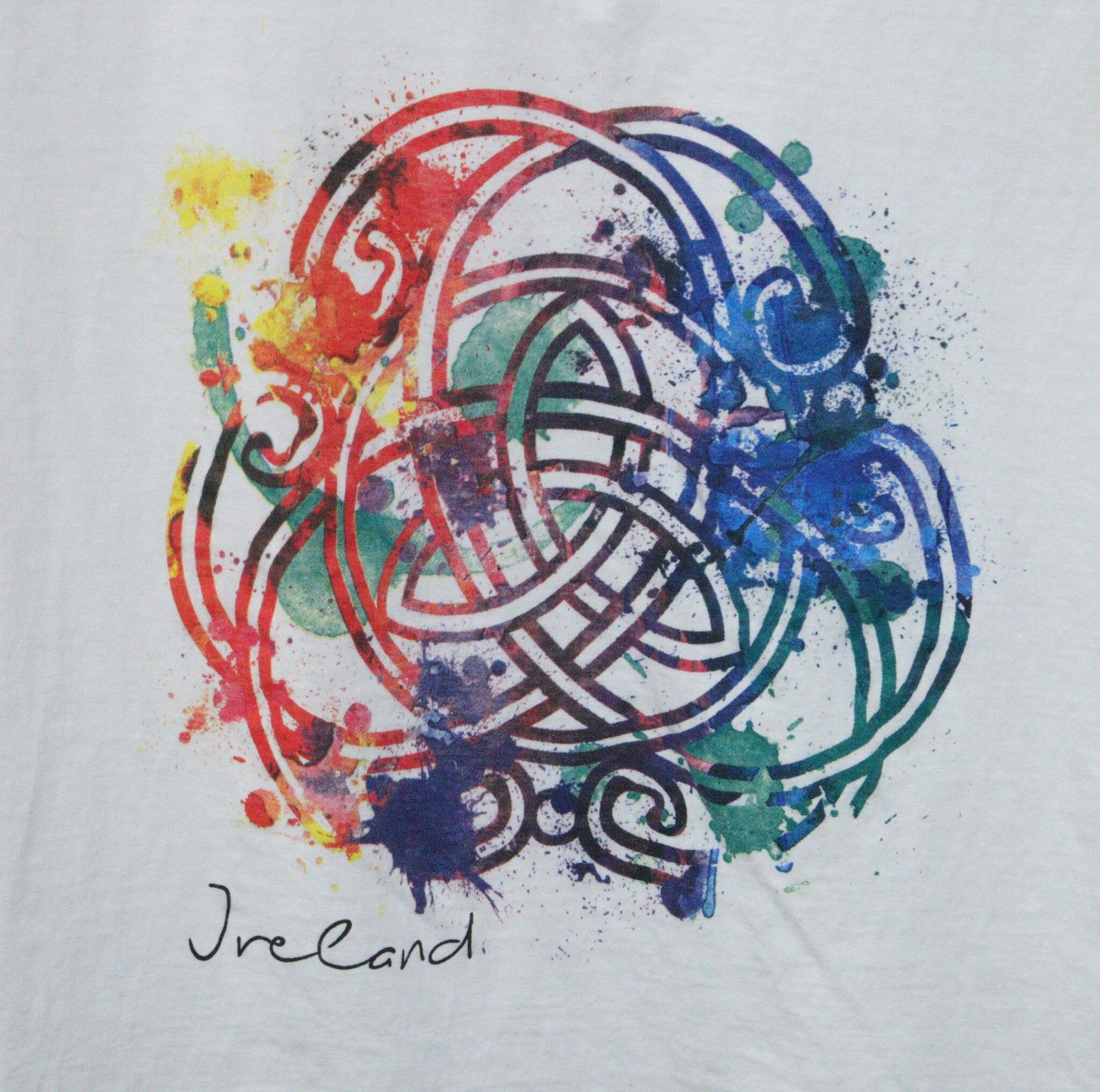 Traditional Craftwear White Celtic Knot Ireland V-Neck T-Shirt Women’s S T556