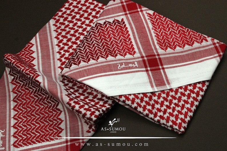 Very Rare Authentic Premium Dark Red and White Retro Style Saudi Shemagh Classic