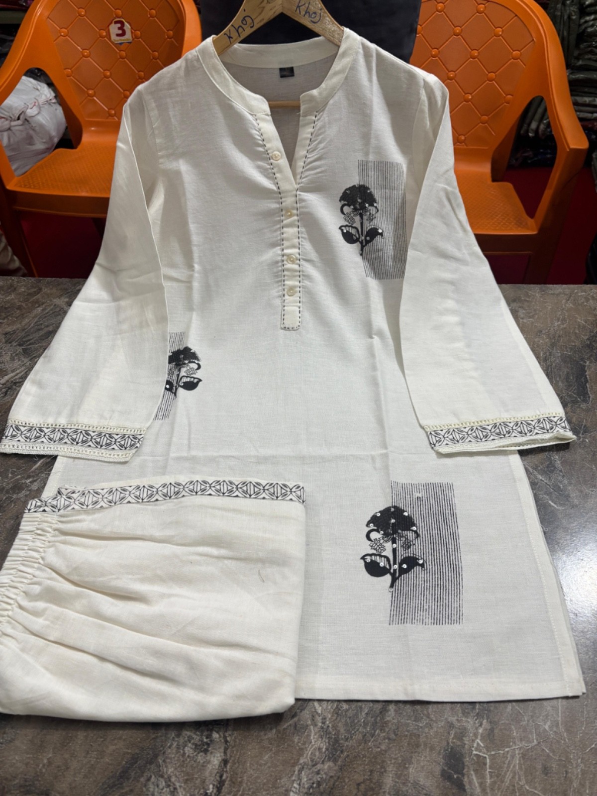 Women’s Kurta Pant Set | 2-Piece Embroidered Cotton Suit Casual Ethnic Wear