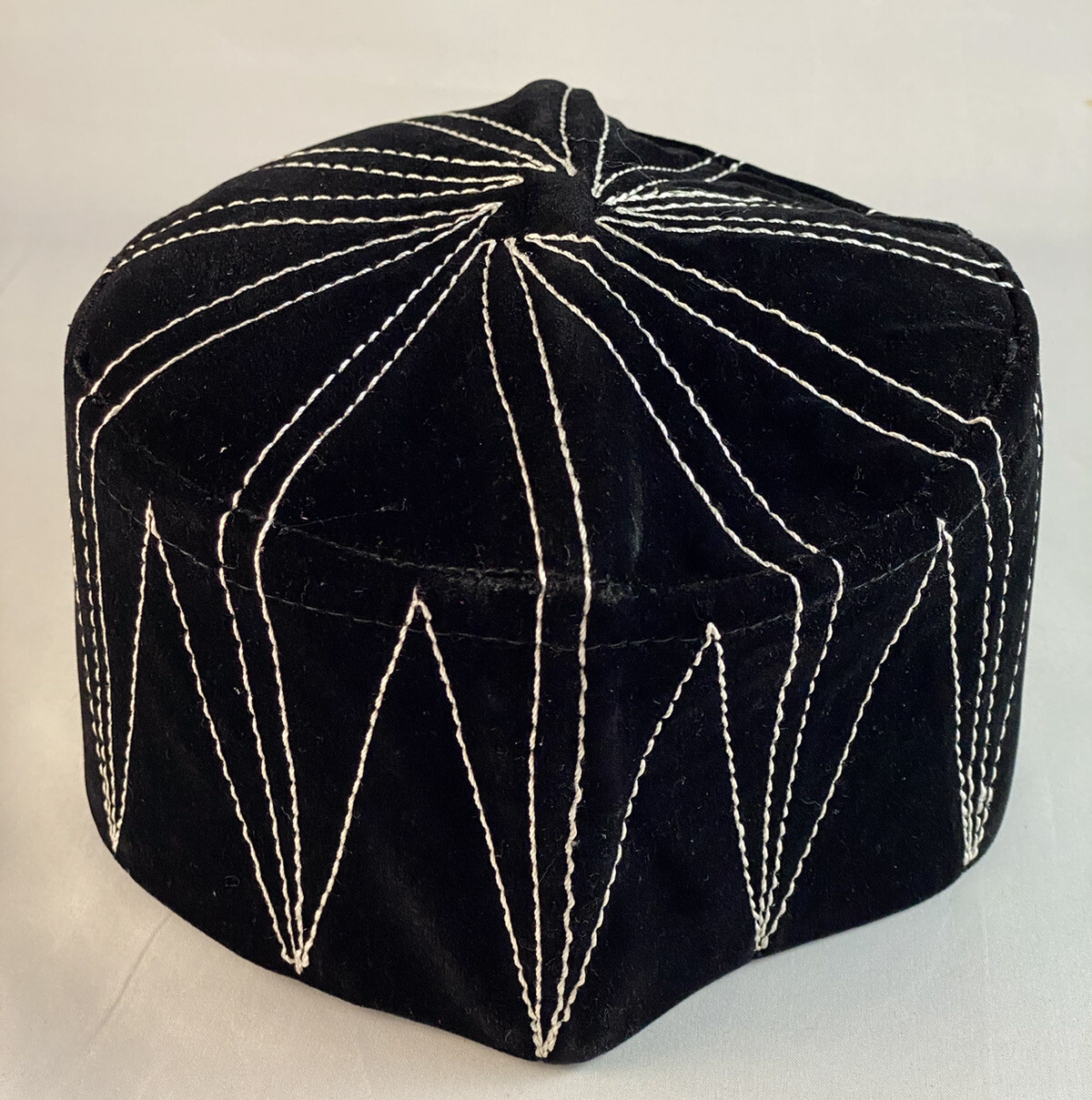 Authentic African Contemporary Native Made Felt Embroidery Fila/ Kufi Hat ~ 22”
