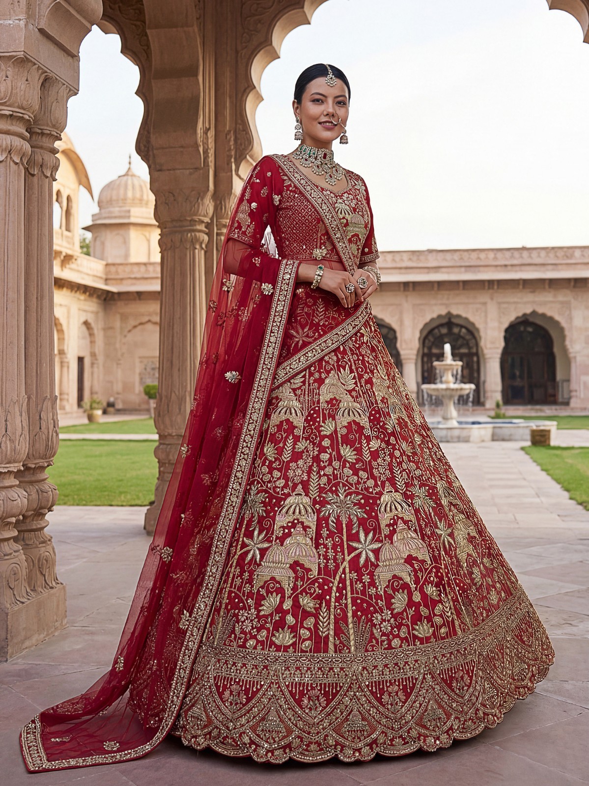 Luxury Silk Lehenga Choli Dori Zari Sequins Bridal Reception Outfit
