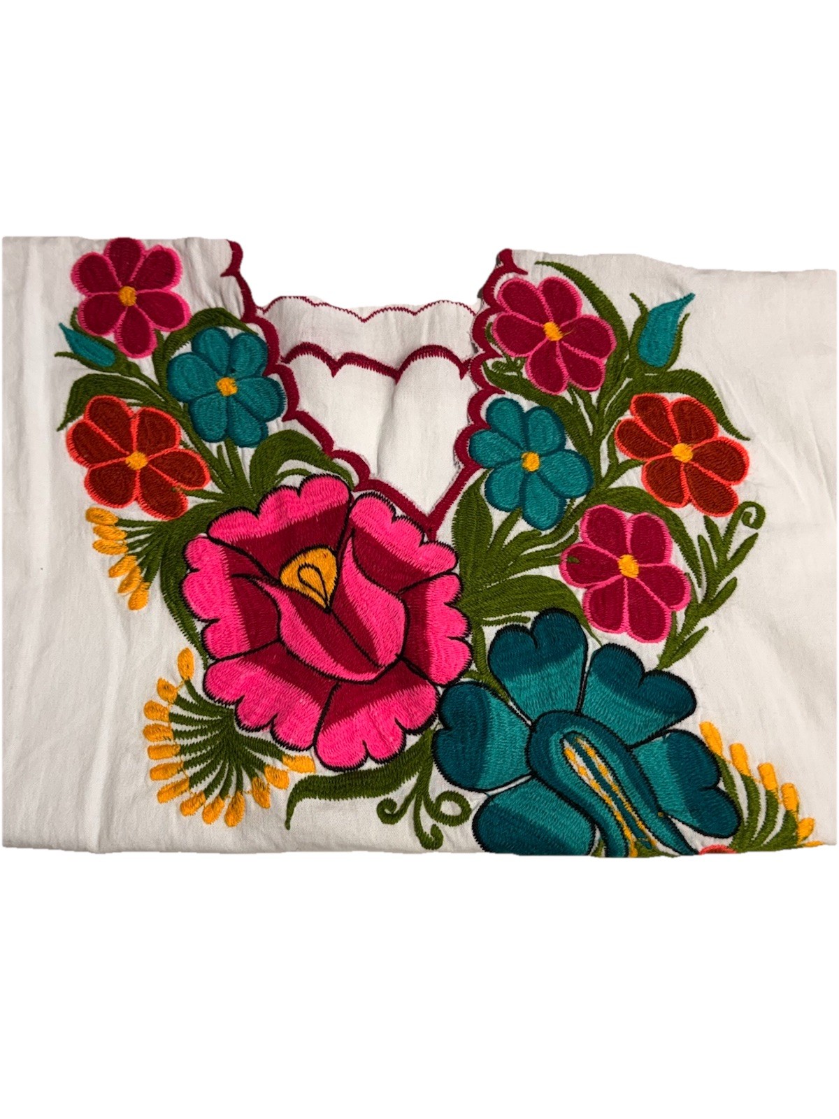Huipil Embroidered Floral Cotton Blouse Multi-Color Women’s Traditional