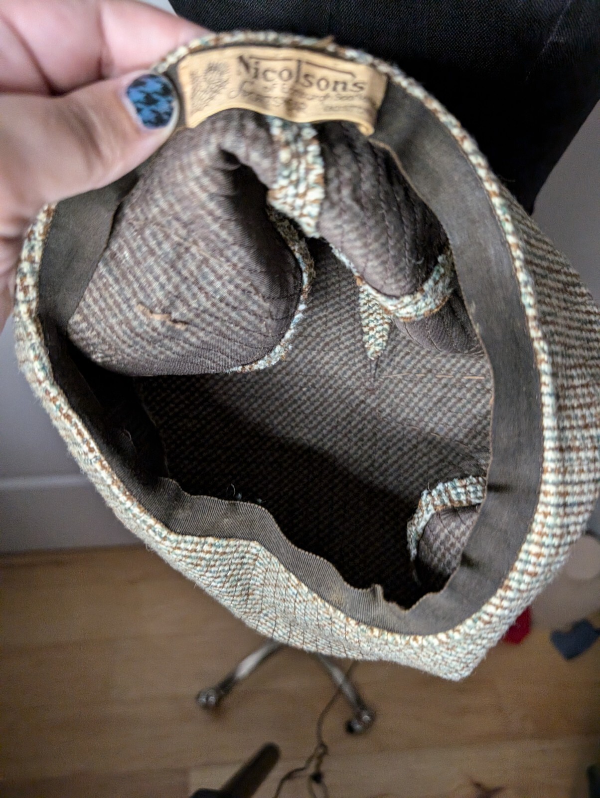 Vintage Nicolson’s Edinburgh Scotland Matching Tweed & Leather Sporran Bag & Hat