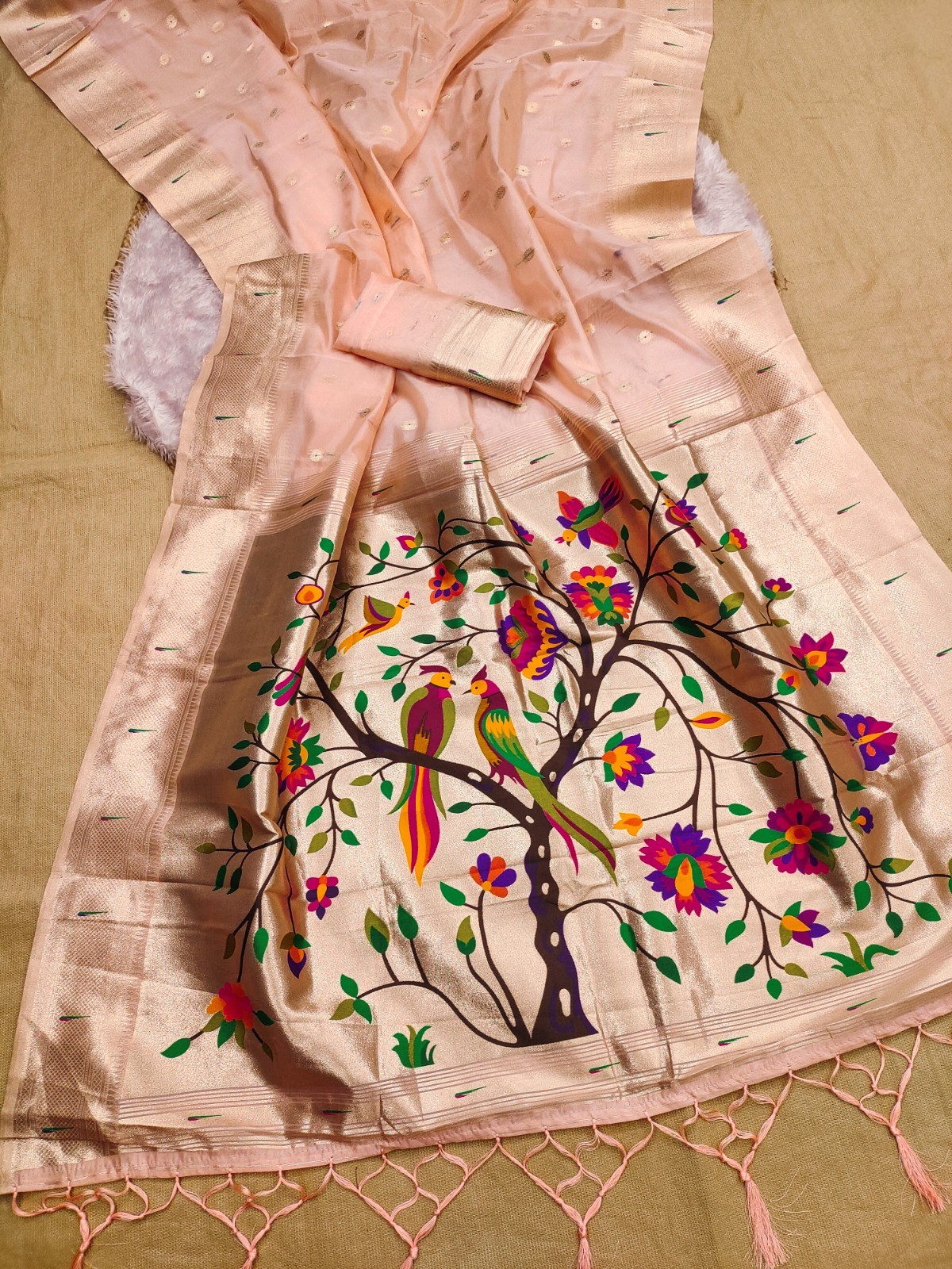 Traditional Wear Heavy Organza Silk Saree With Blouse For Women & Girls