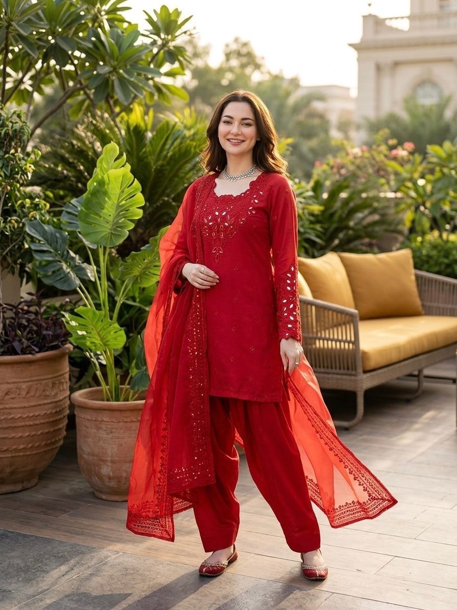 3 PIECE PAKISTANI DESIGNER FARSHI SHALWAR SUIT WEDDING PARTY WEAR WOMEN ETHNIC