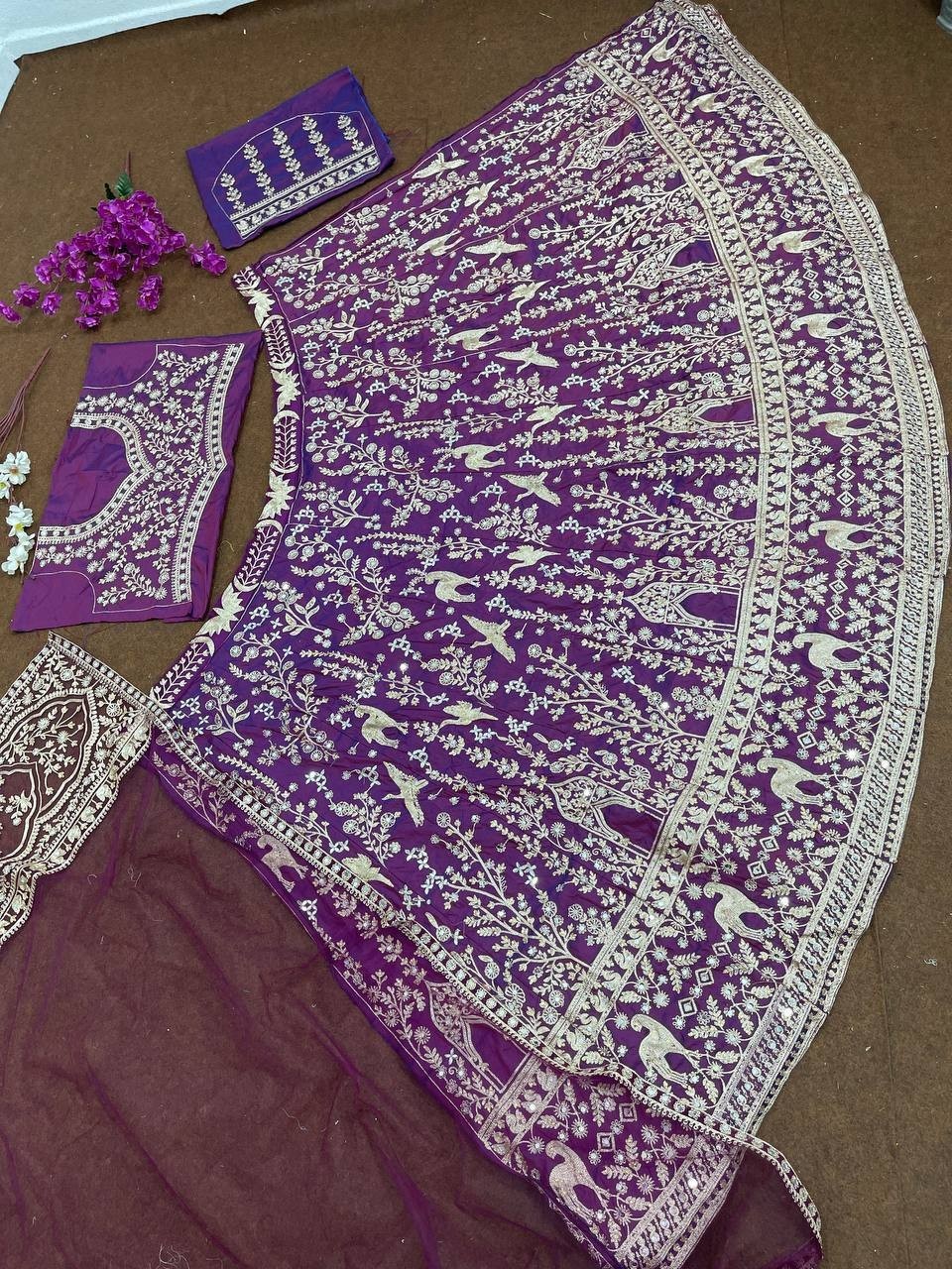 Exclusive Look Sot Net Purple Lehenga Choli With Dupatta For Wedding Wear
