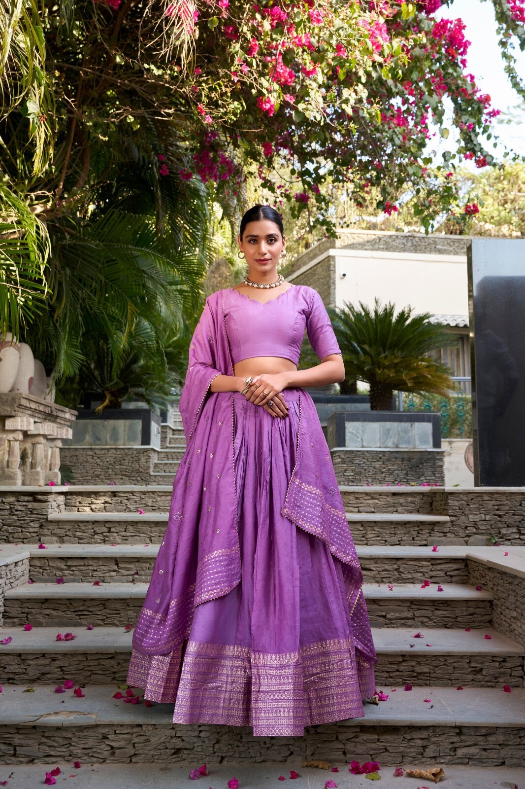 New Exclusive Purple Chanderi Lehenga Choli With Dupatta For Wedding