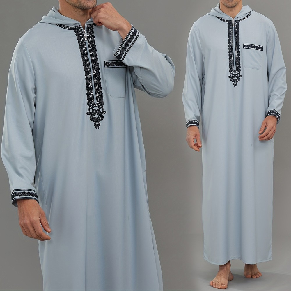 Mens Jubba Robe Peacock blue Thobe Saudi Islamic Arab Muslim Eid Kaftan Jubbah