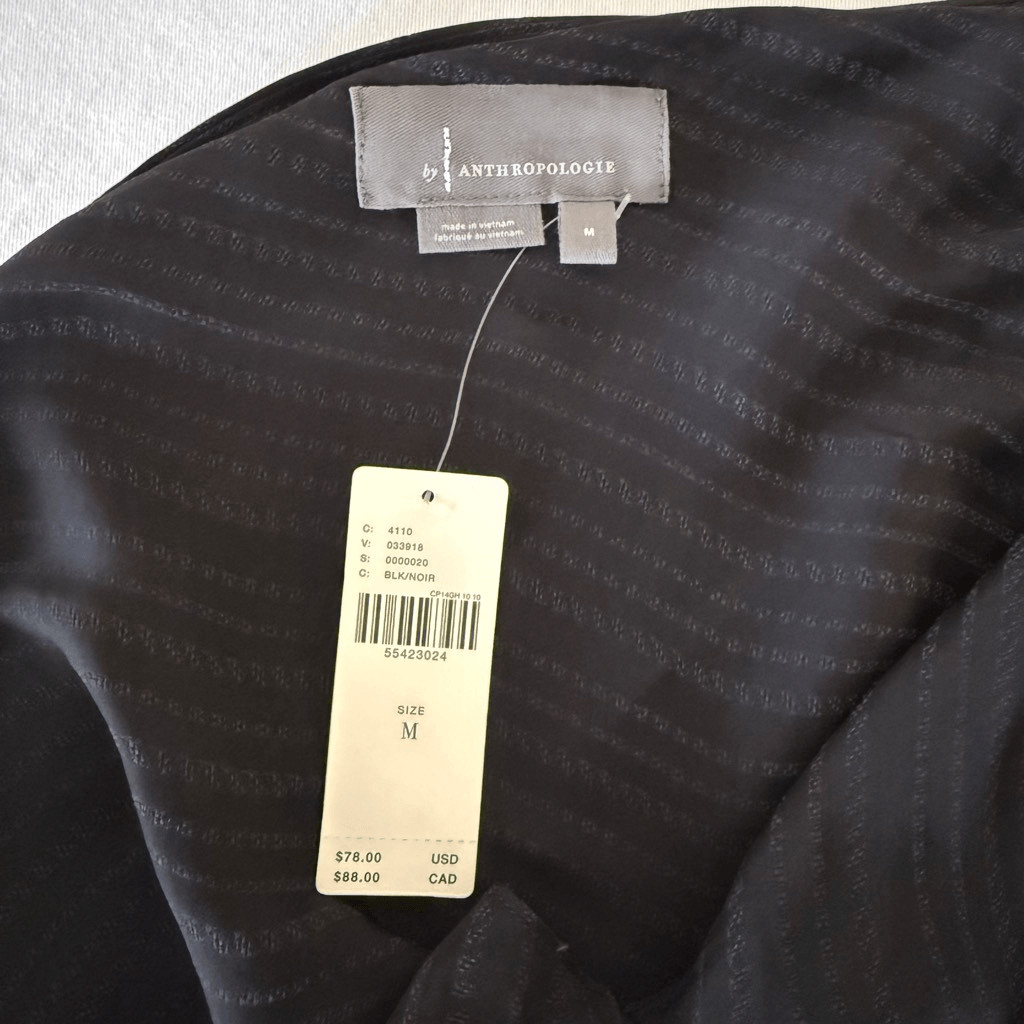 NWT Black Anthropologie Sleevless Blouse M