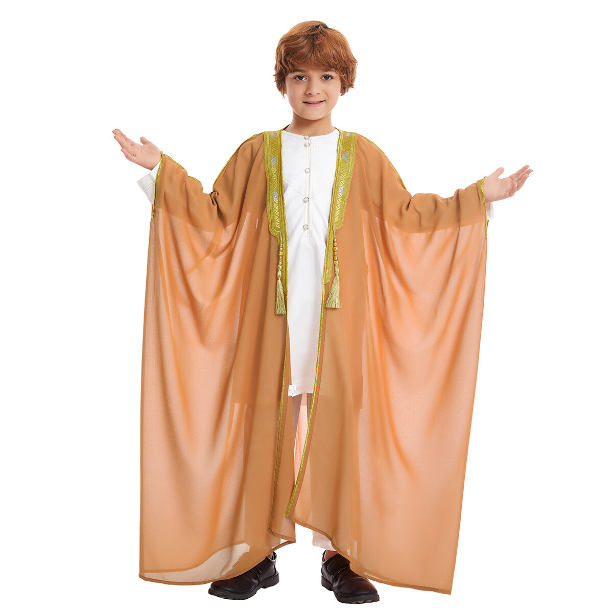Muslim Children Kids Boys Dishdasha Thobe Kaftan Robe Islamic Abaya Saudi Jacket
