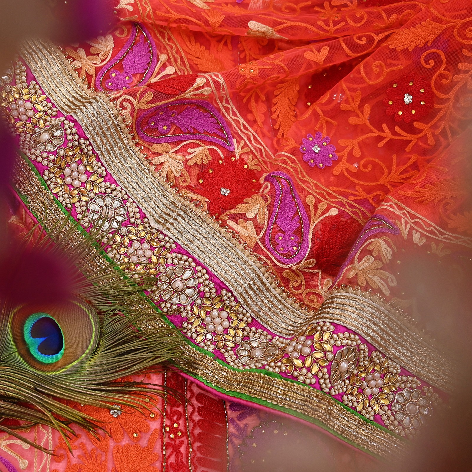 Indian Vintage Sari Net/Mesh Hand Embroidered Designer Manish Malhotra saree 5yd