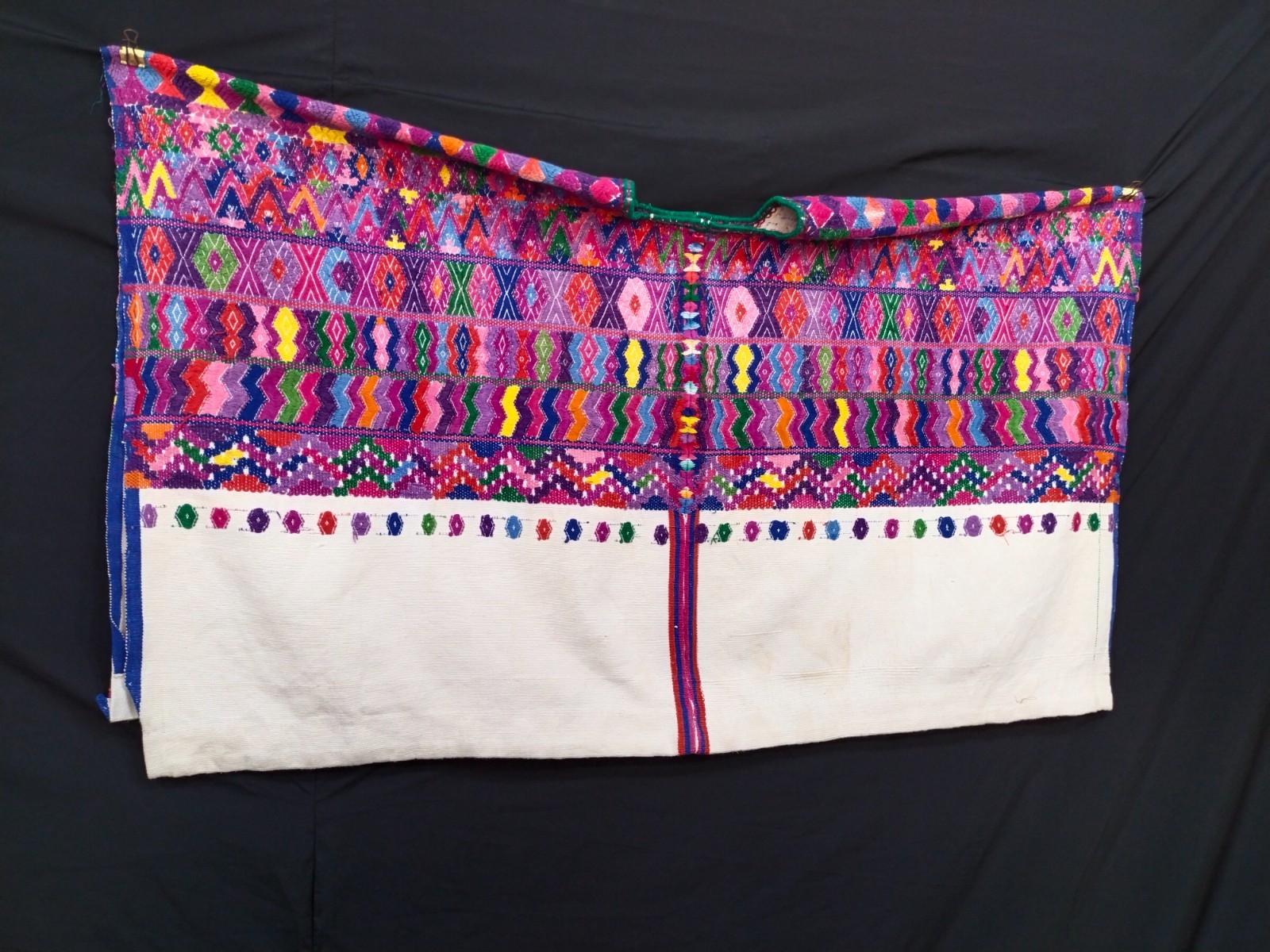 vintage gorgeous guatemalan huipil blouse hand woven brocade embroidery A128