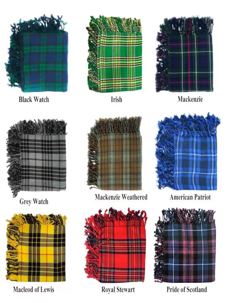 Handmade Traditional Scottish Highland Tartan FLY PLAID Size(48X48) with Brooch.