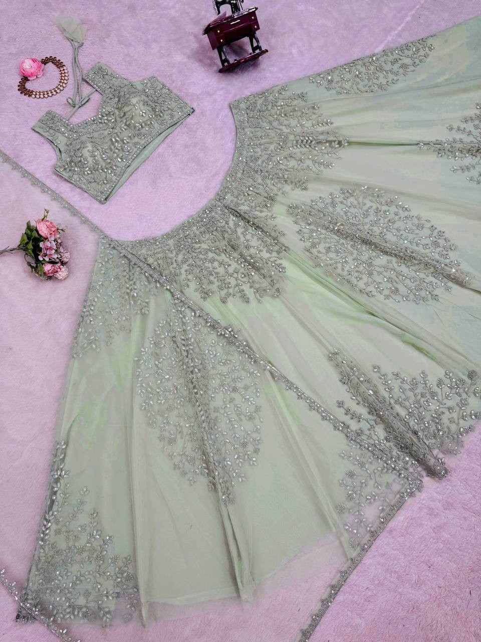 Premium Designer Butterfly Net Lehenga Choli With Dupatta For Wedding Wear