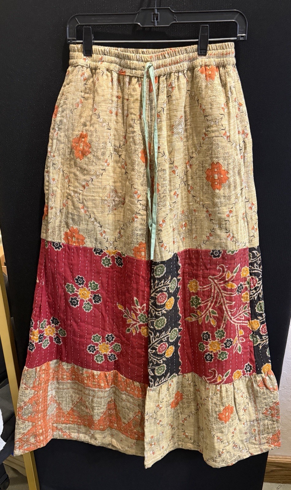 🔥Kantha Patchwork Bell Bottom Pants OS Artisan OOAK Crop Top Set M/L