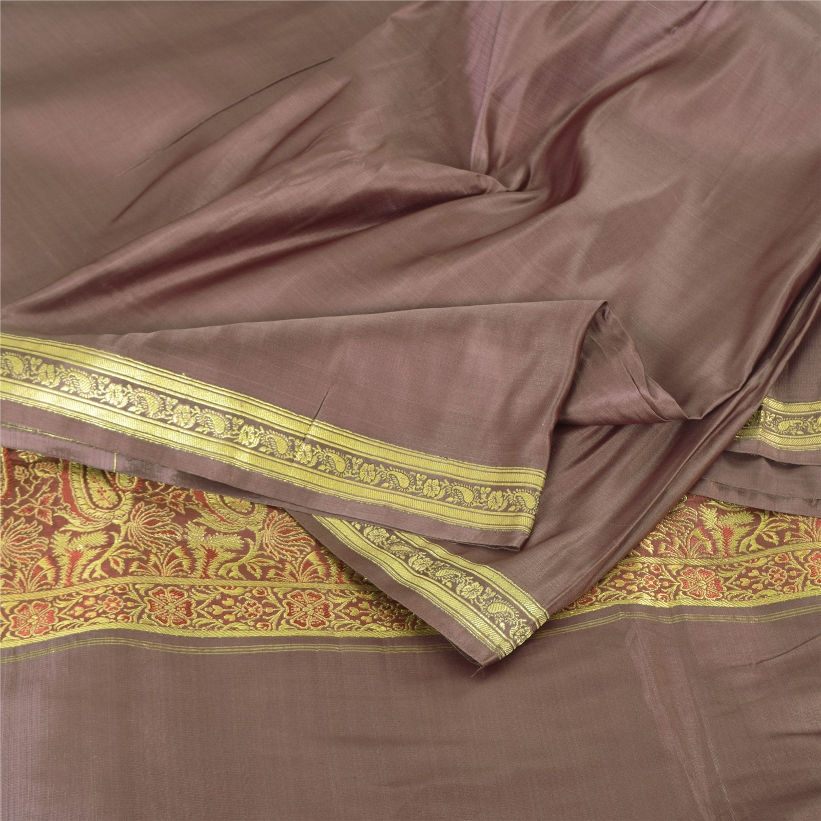 Sanskriti Vintage Lilac Soft Pure Silk Sarees Brocade/Banarasi Zari HandWoven 5Y
