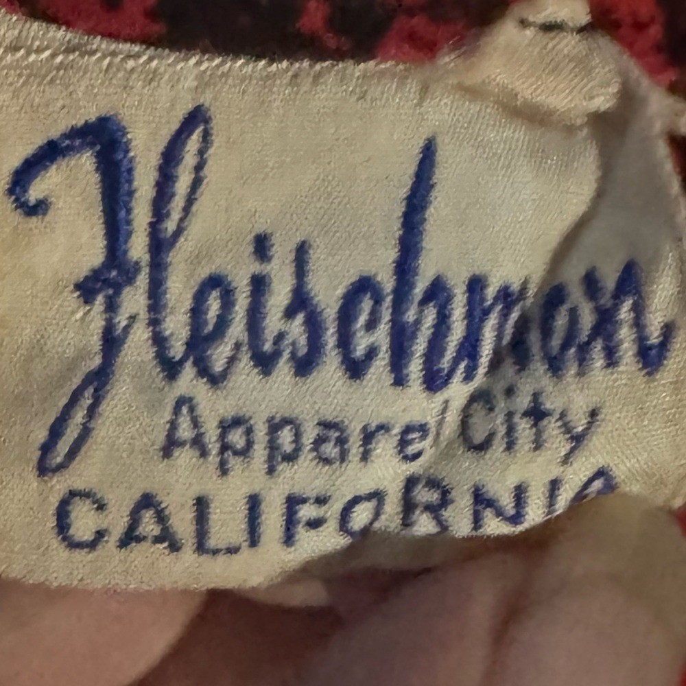 VTG Fleischman Apparel City California Red Floral Button-Up Blouse Retro Y2k